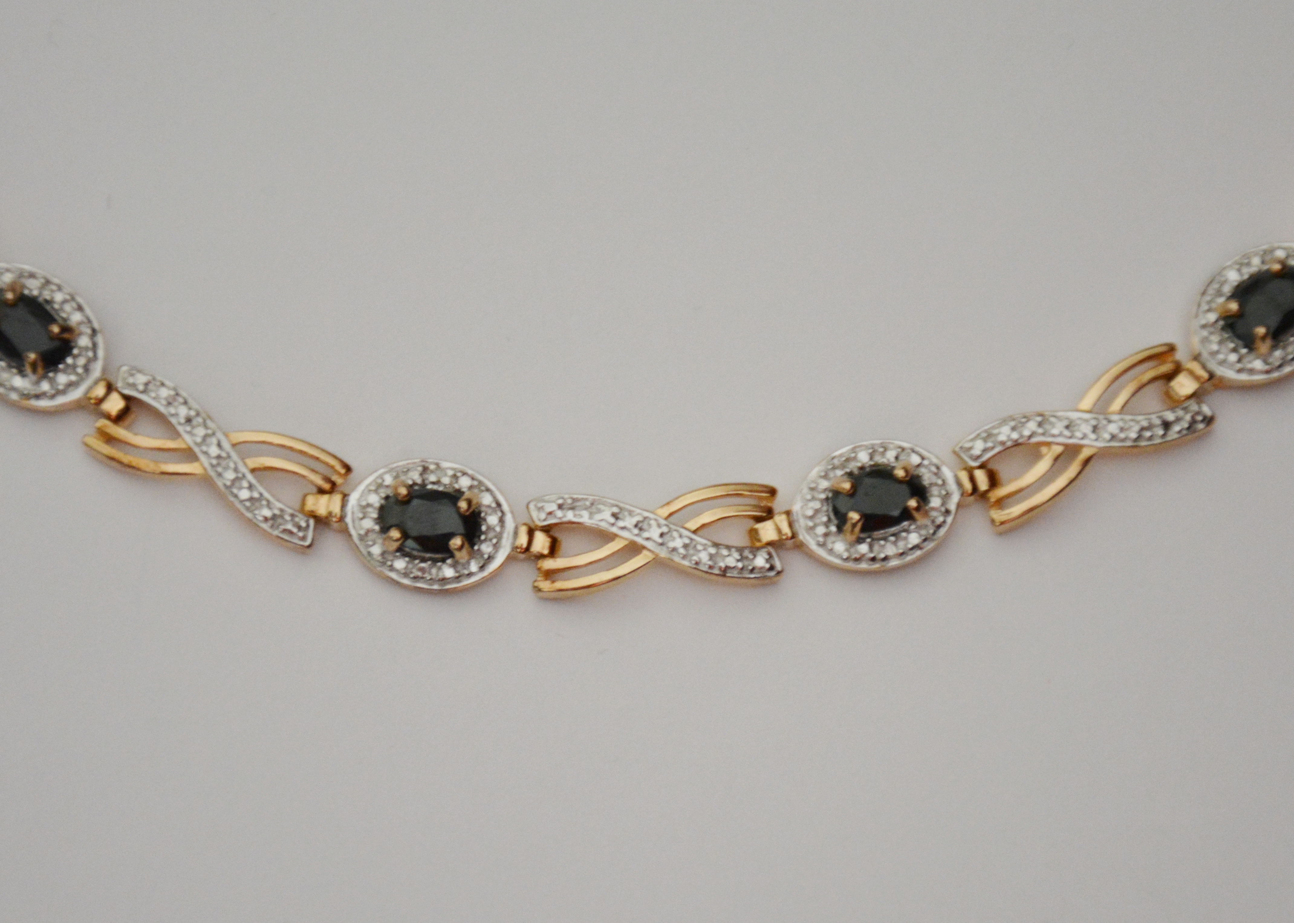 Sapphire, Gold, and Silver Bracelet 