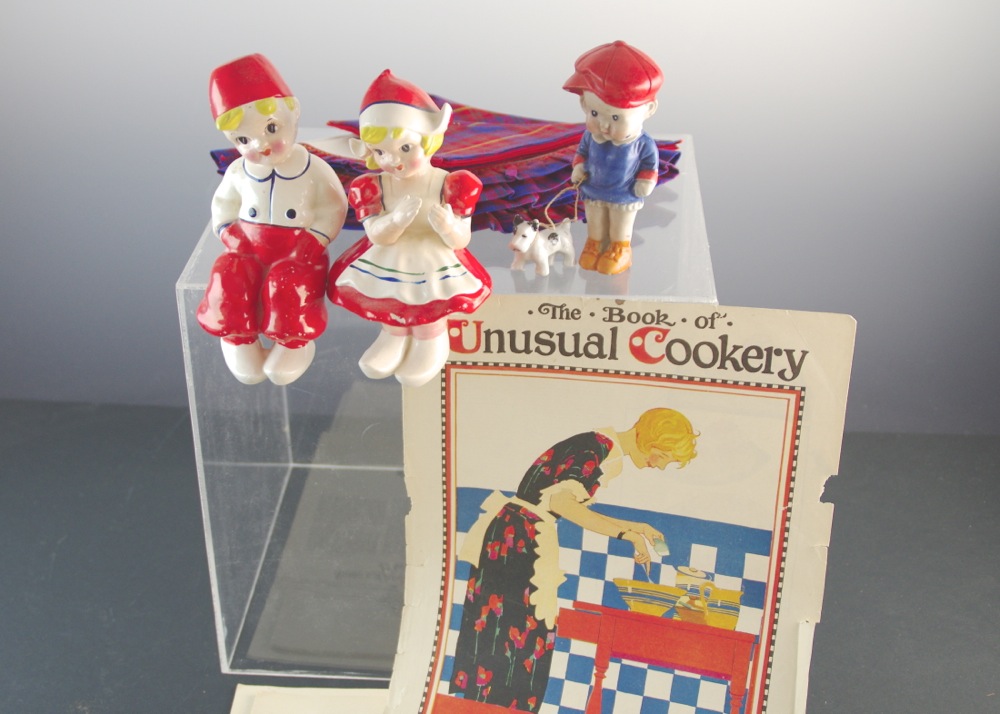 Decorative Group with Vintage Magazine and Figurines