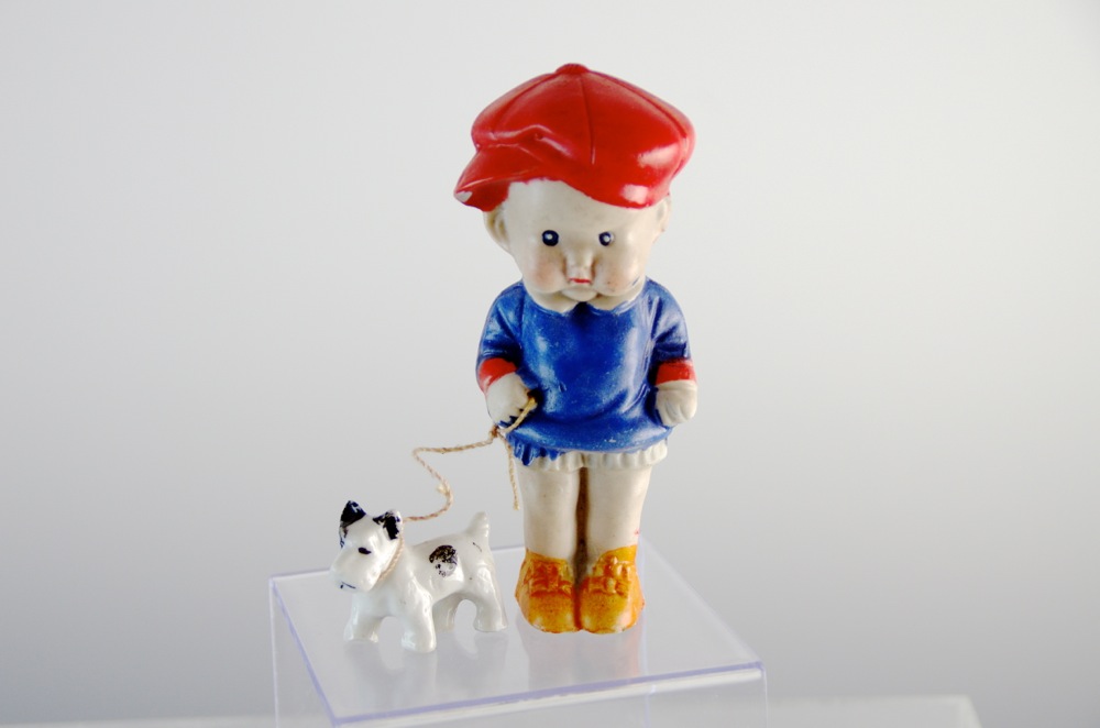 Decorative Group with Vintage Magazine and Figurines