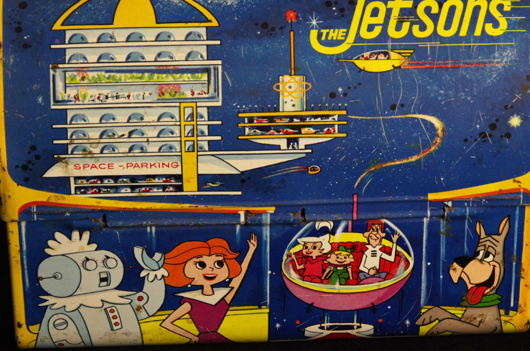 Vintage "Jetsons" Dome Top Metal Lunch Box with Thermos