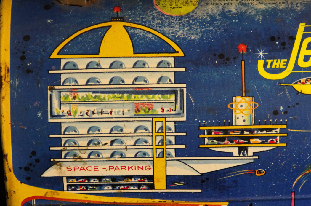 Vintage "Jetsons" Dome Top Metal Lunch Box with Thermos