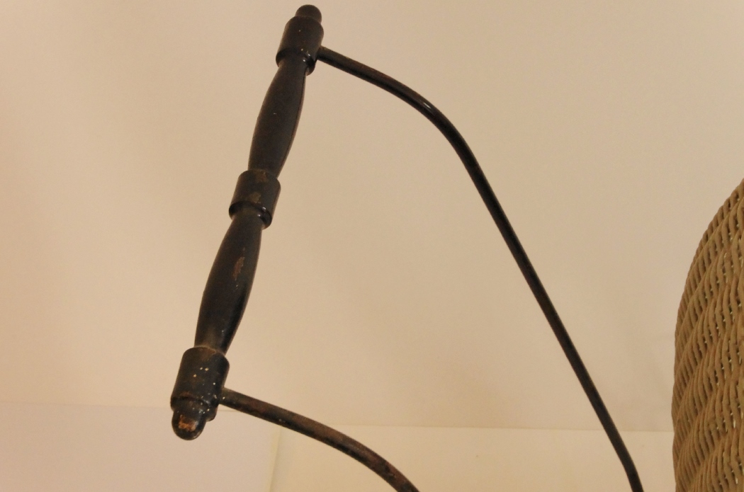 Circa 1920s Wicker Doll Buggy with Muted Sage Green Finish