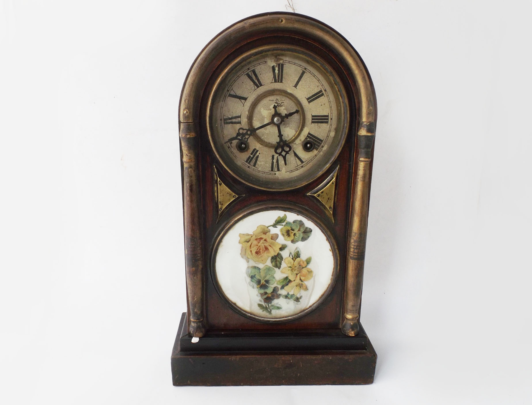 Vintage Eight-Day Dark Cherry Wood Case Clock from Japan