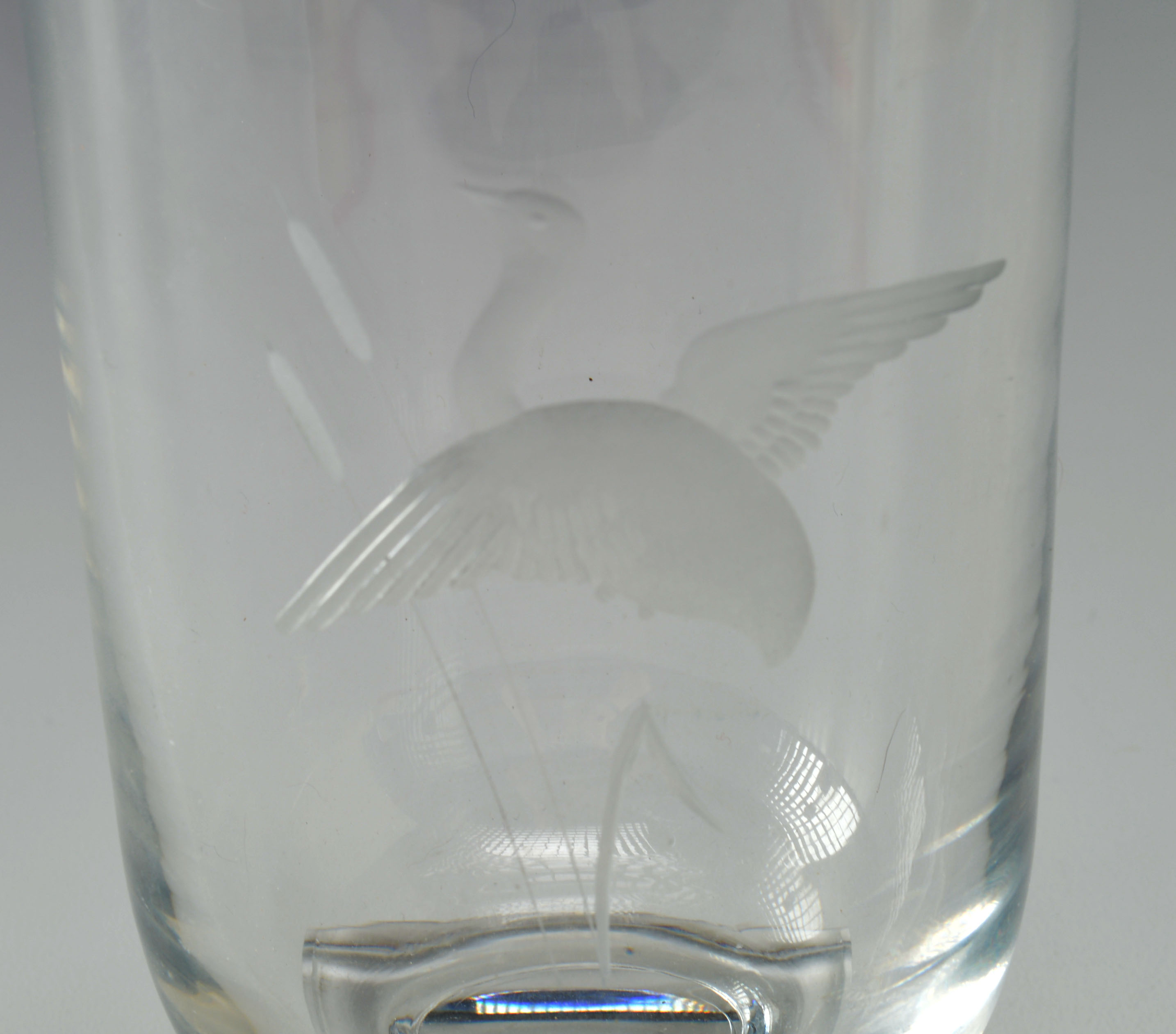 Signed Val St. Lambert Etched Crystal Vase