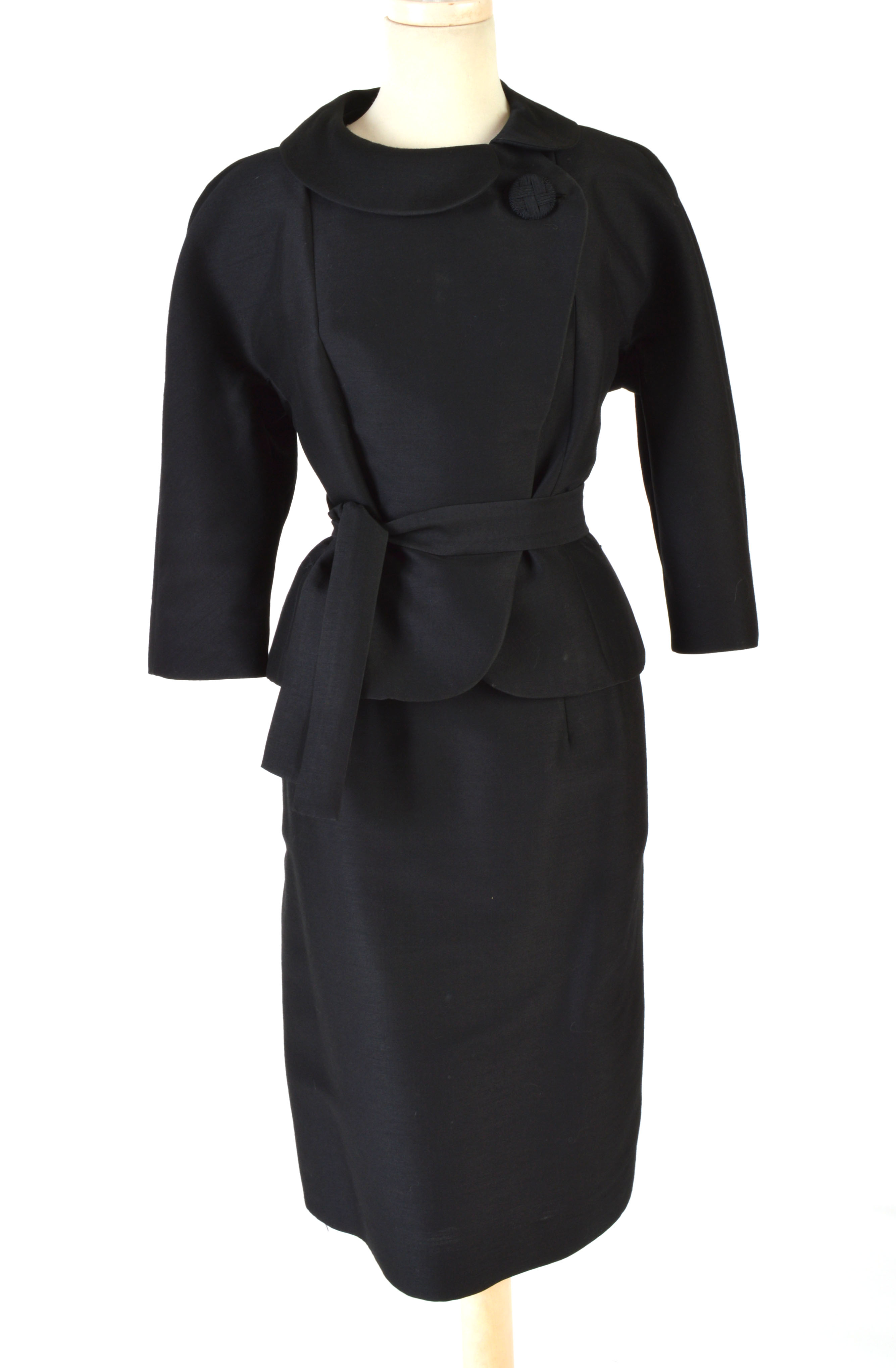 Stylish 1960s Vintage Black Wool Suit