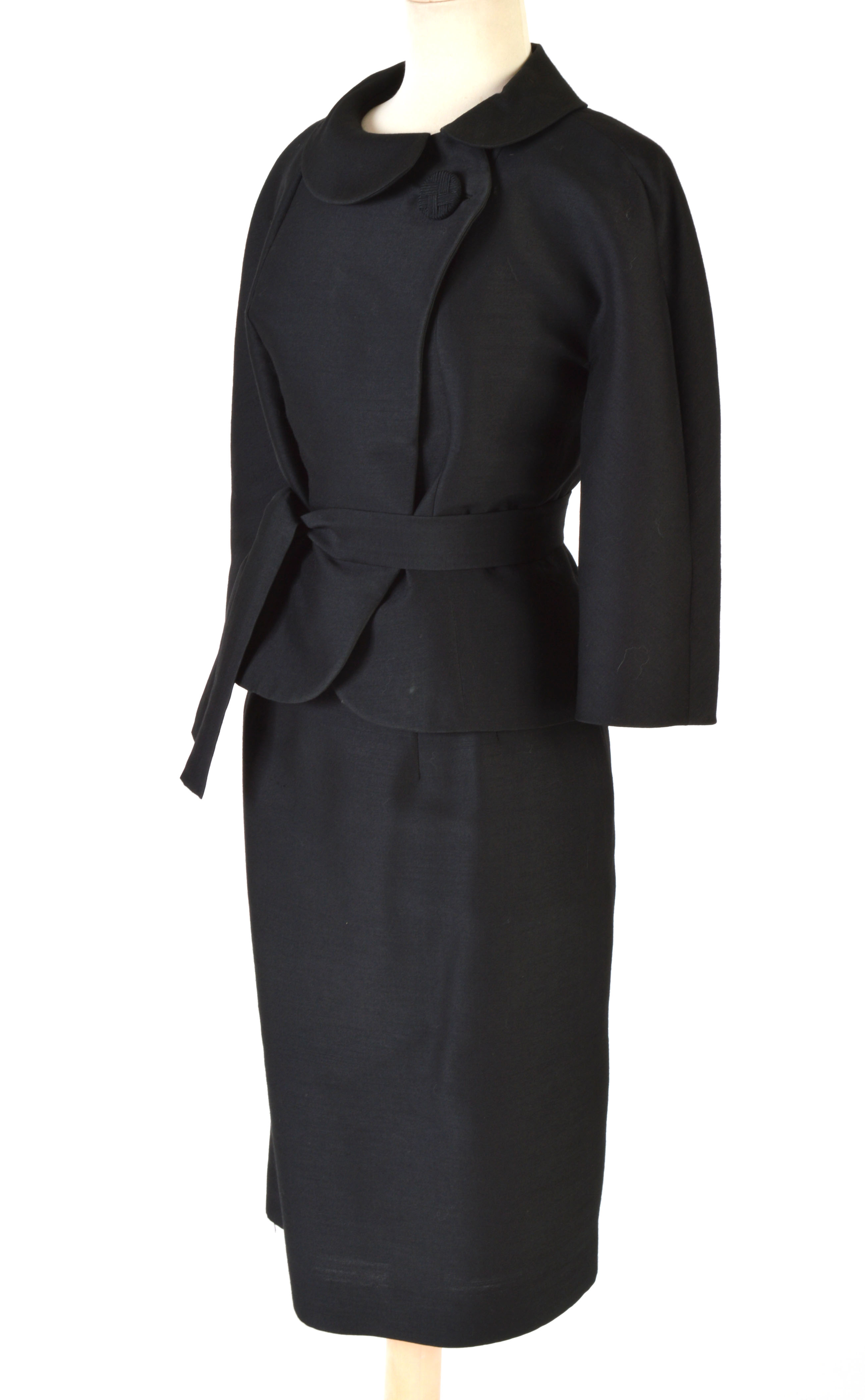 Stylish 1960s Vintage Black Wool Suit
