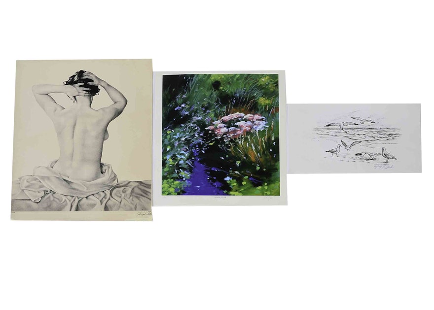 Three Pieces of Signed, Unframed Print Artwork