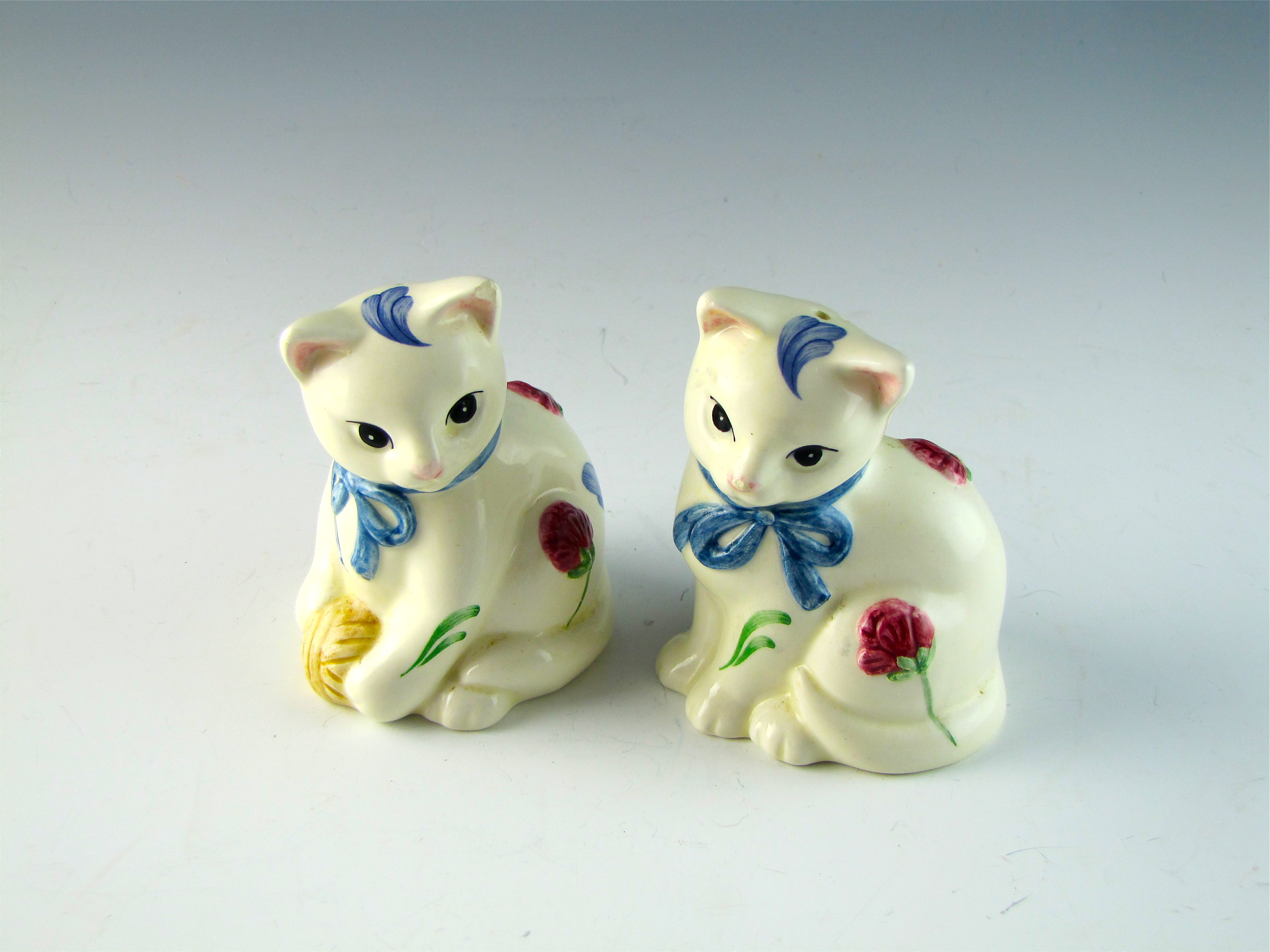 Lenox Salt and Pepper Kittens and Silver Plate Gravy Set