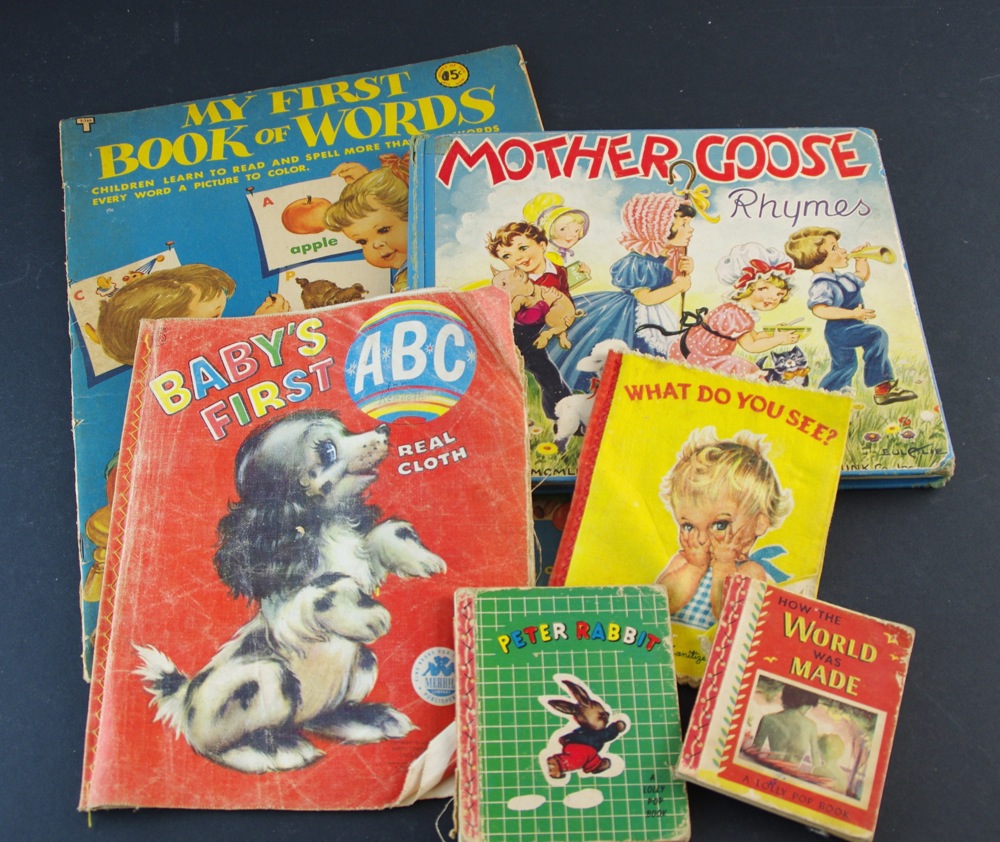 Vintage Children's Books with signed book by Seckatary Hawkins