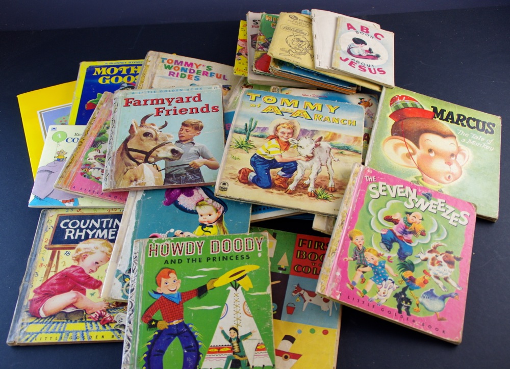 Vintage Children's Books with signed book by Seckatary Hawkins