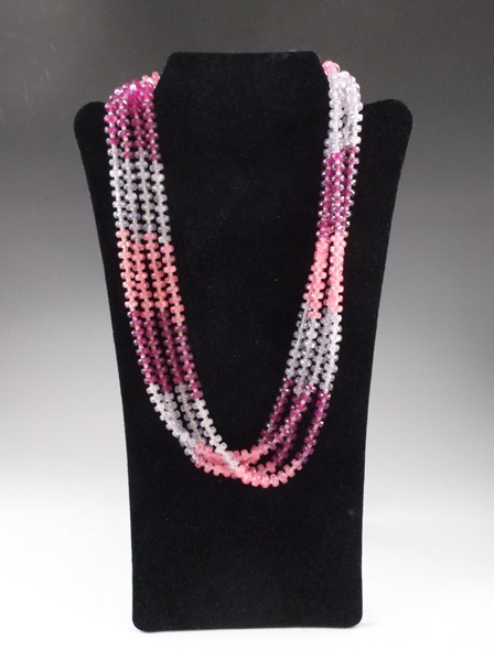 Multi Strand Pink Plastic Bead Necklace