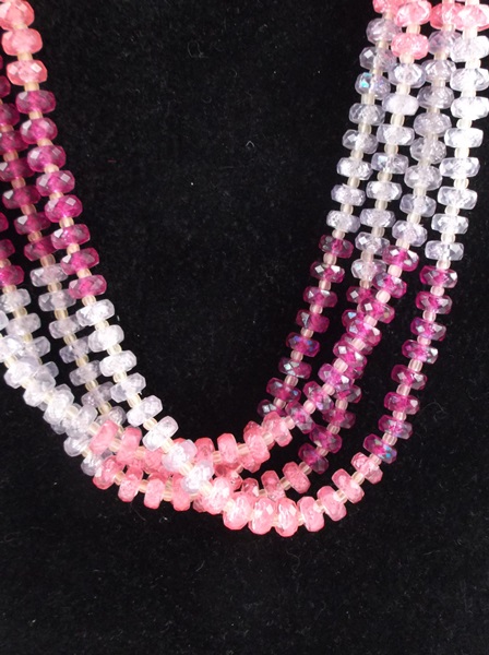 Multi Strand Pink Plastic Bead Necklace