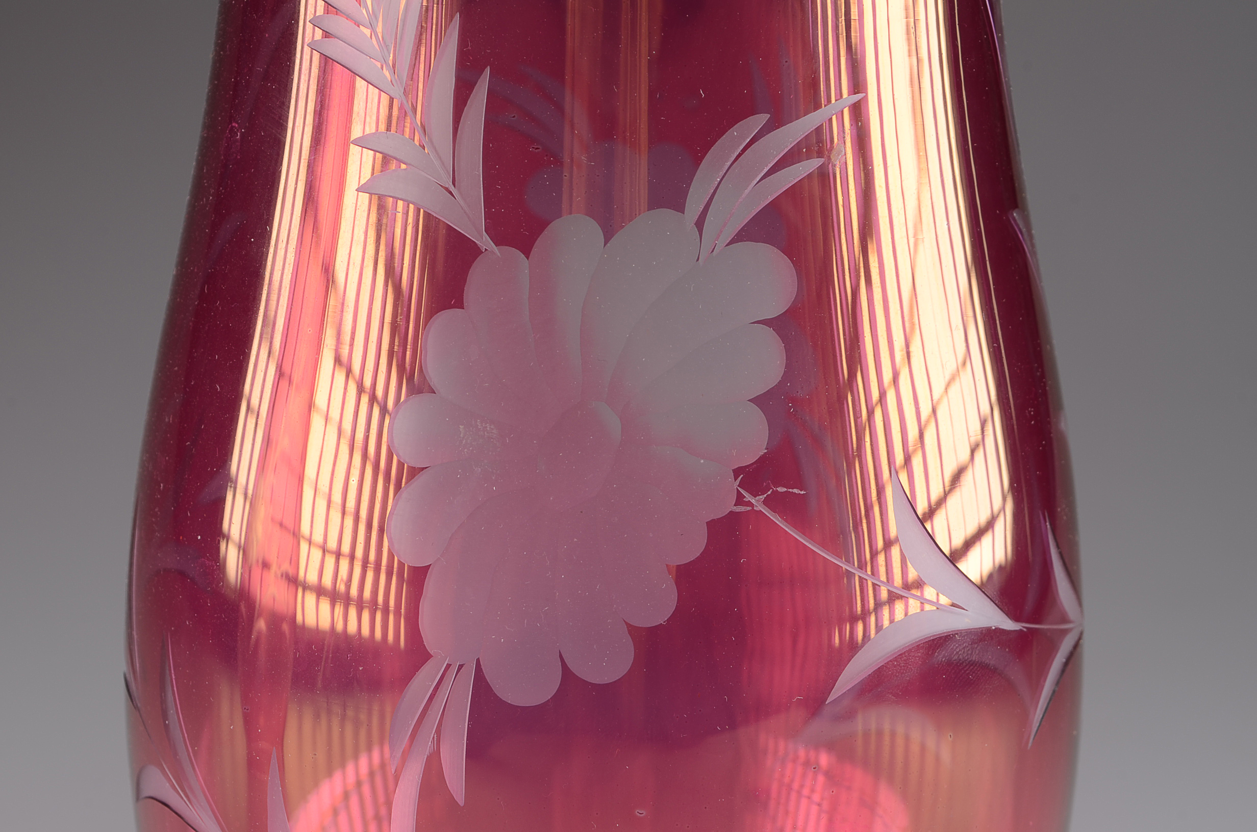 Pair of Lovely Cranberry Glass Tall Shades