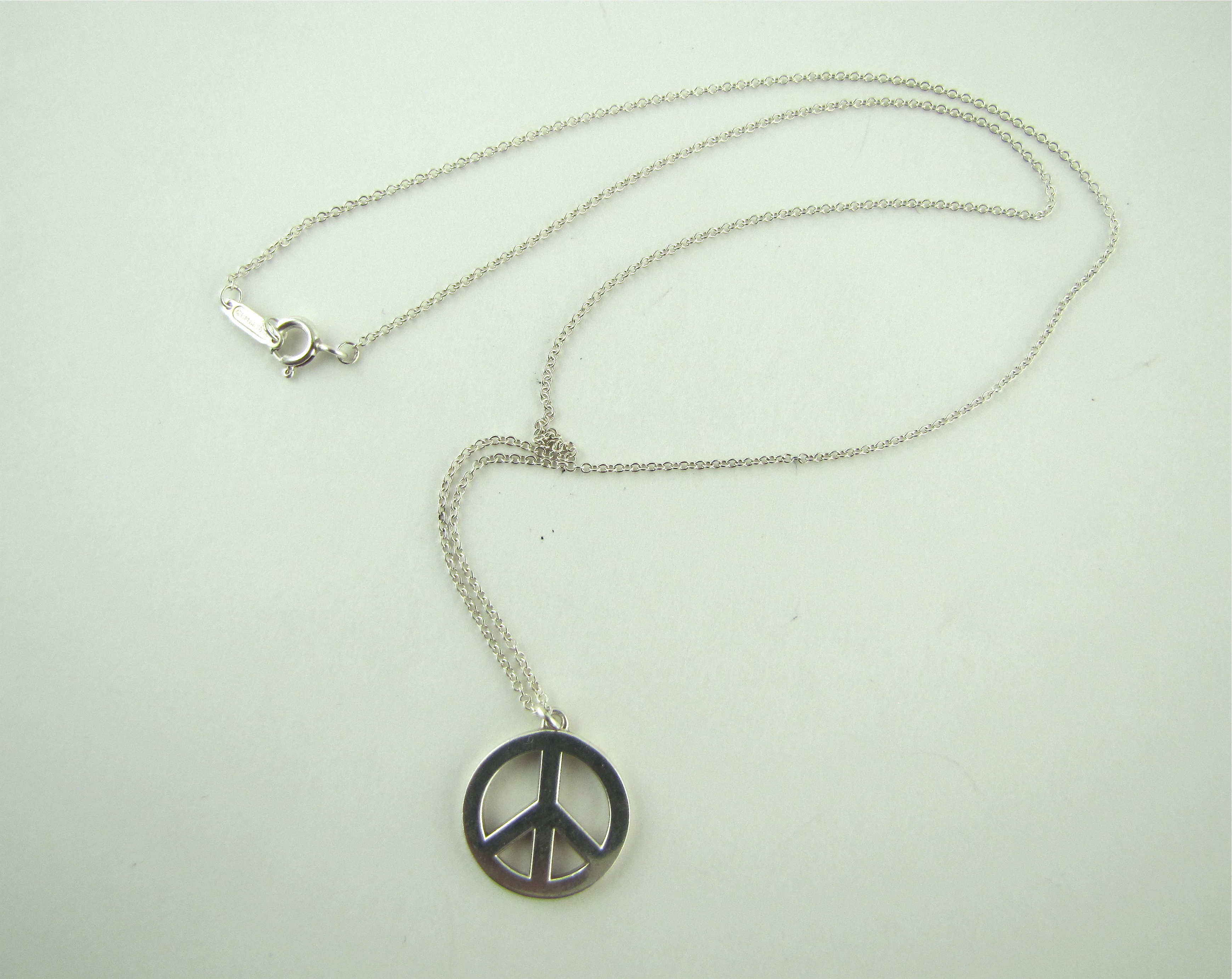 Tiffany & Co. Sterling Peace Pendant and Chain