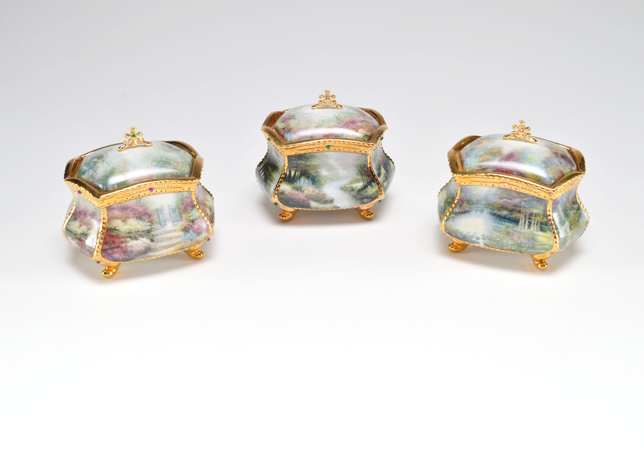 Three Thomas Kinkade Musical Prayer Boxes