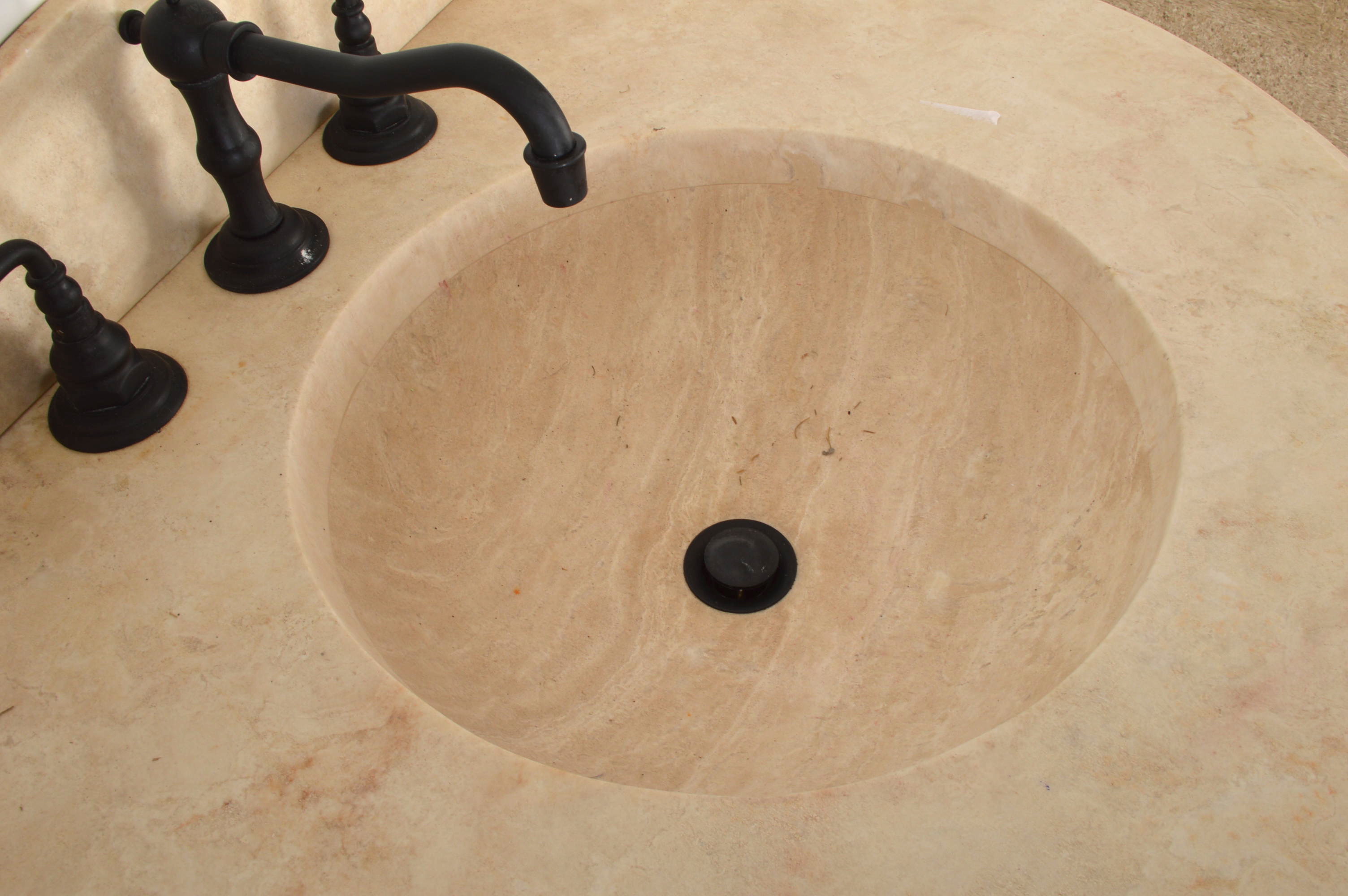 Wrought Iron Drop In Pedestal Wash Stand with Natural Stone Basin