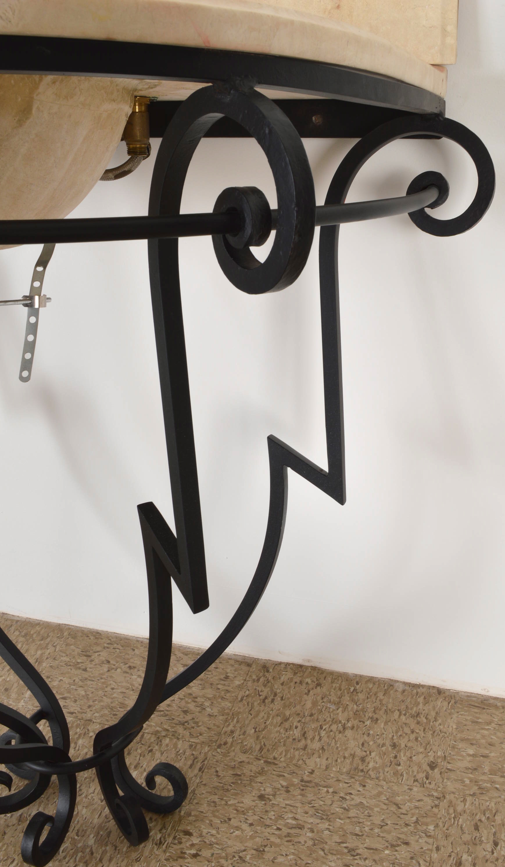 Wrought Iron Drop In Pedestal Wash Stand with Natural Stone Basin