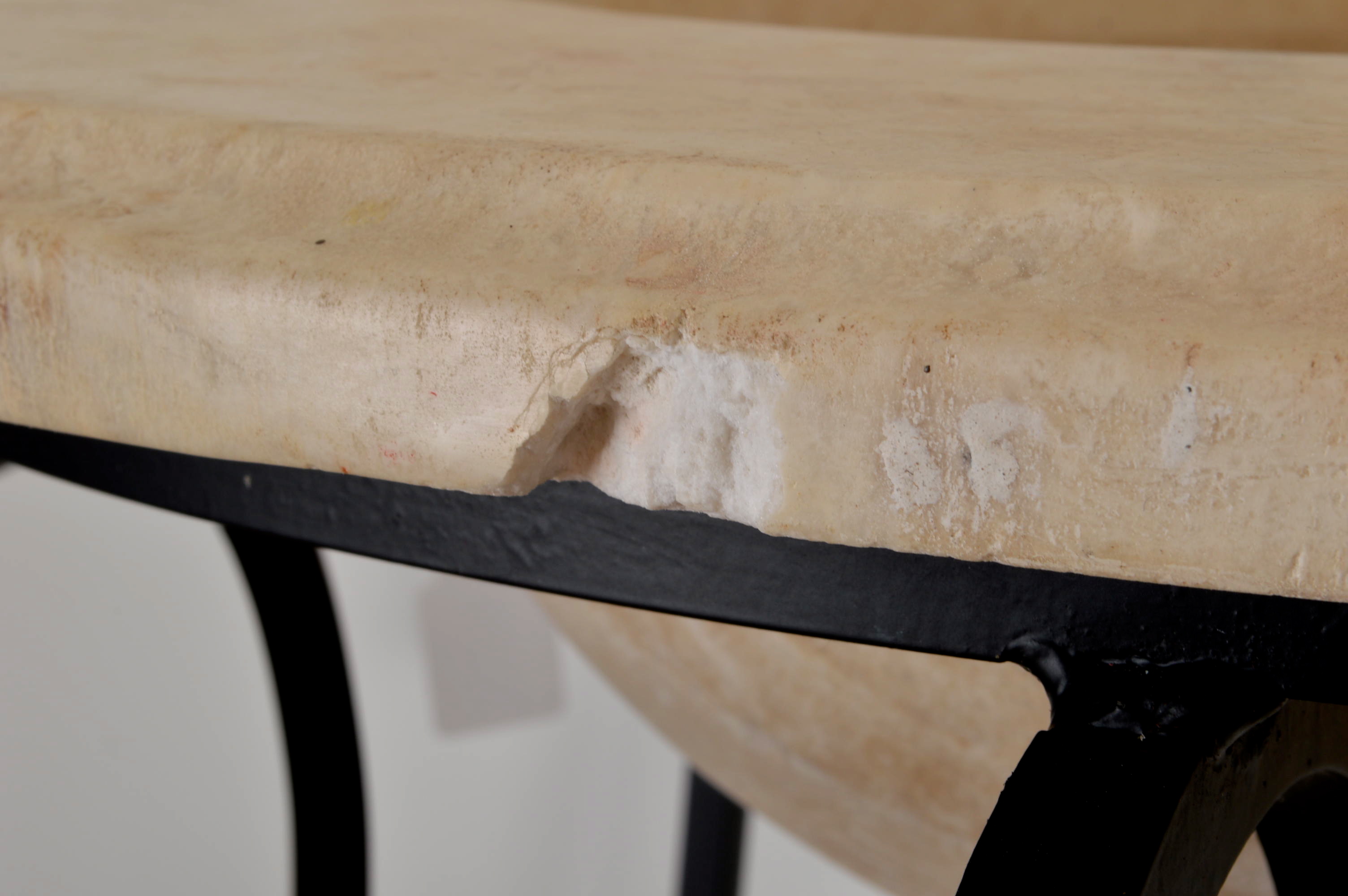 Wrought Iron Drop In Pedestal Wash Stand with Natural Stone Basin