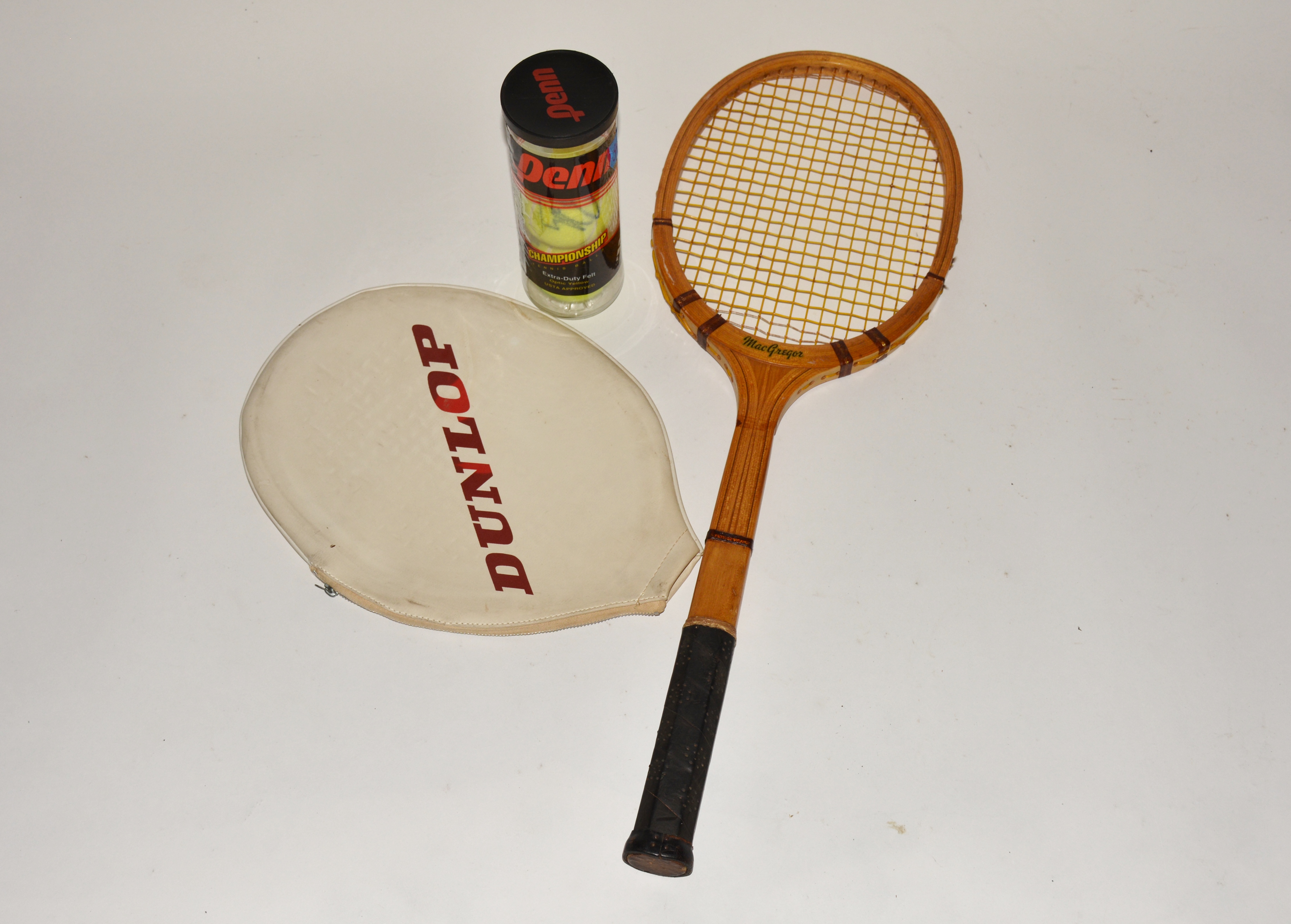 Ted Power Autographed Tennis Ball and Vintage Racket