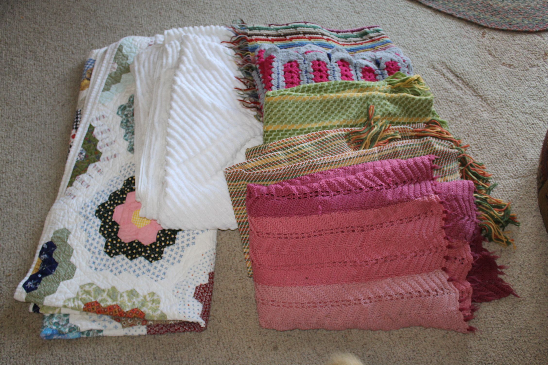 Hand Quilted Vintage Quilt & Chenille Spread