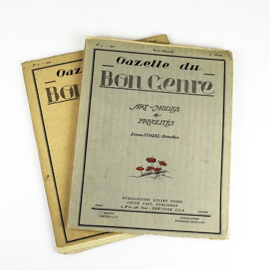 "Gazette du Bon Genre", 1922 French Art Deco Magazines, No. 5 & 6