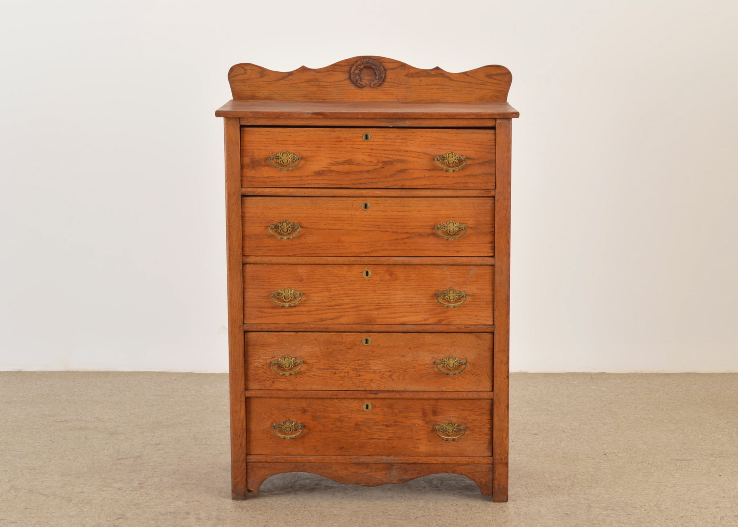 Oak High Boy Dresser