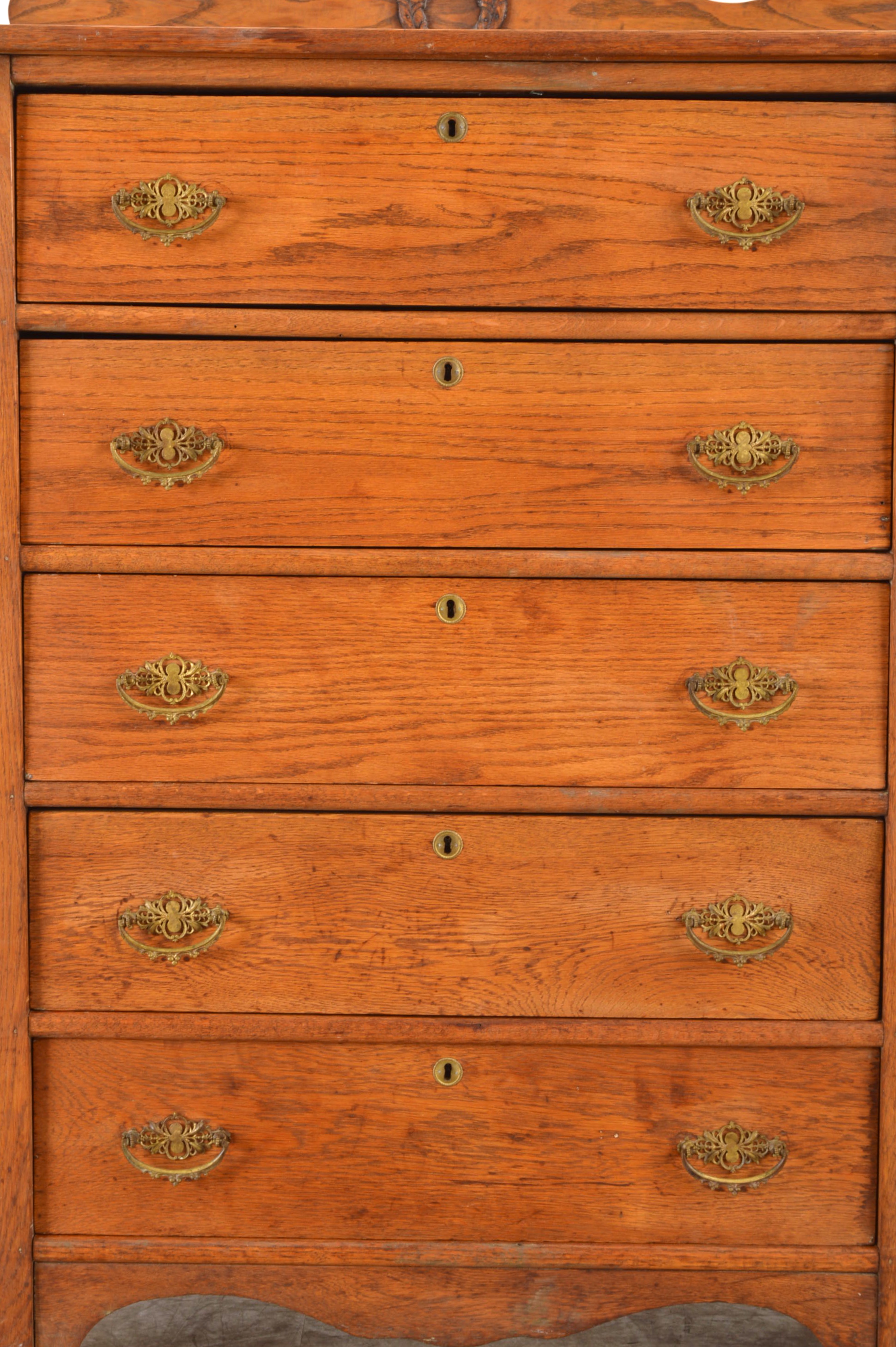 Oak High Boy Dresser