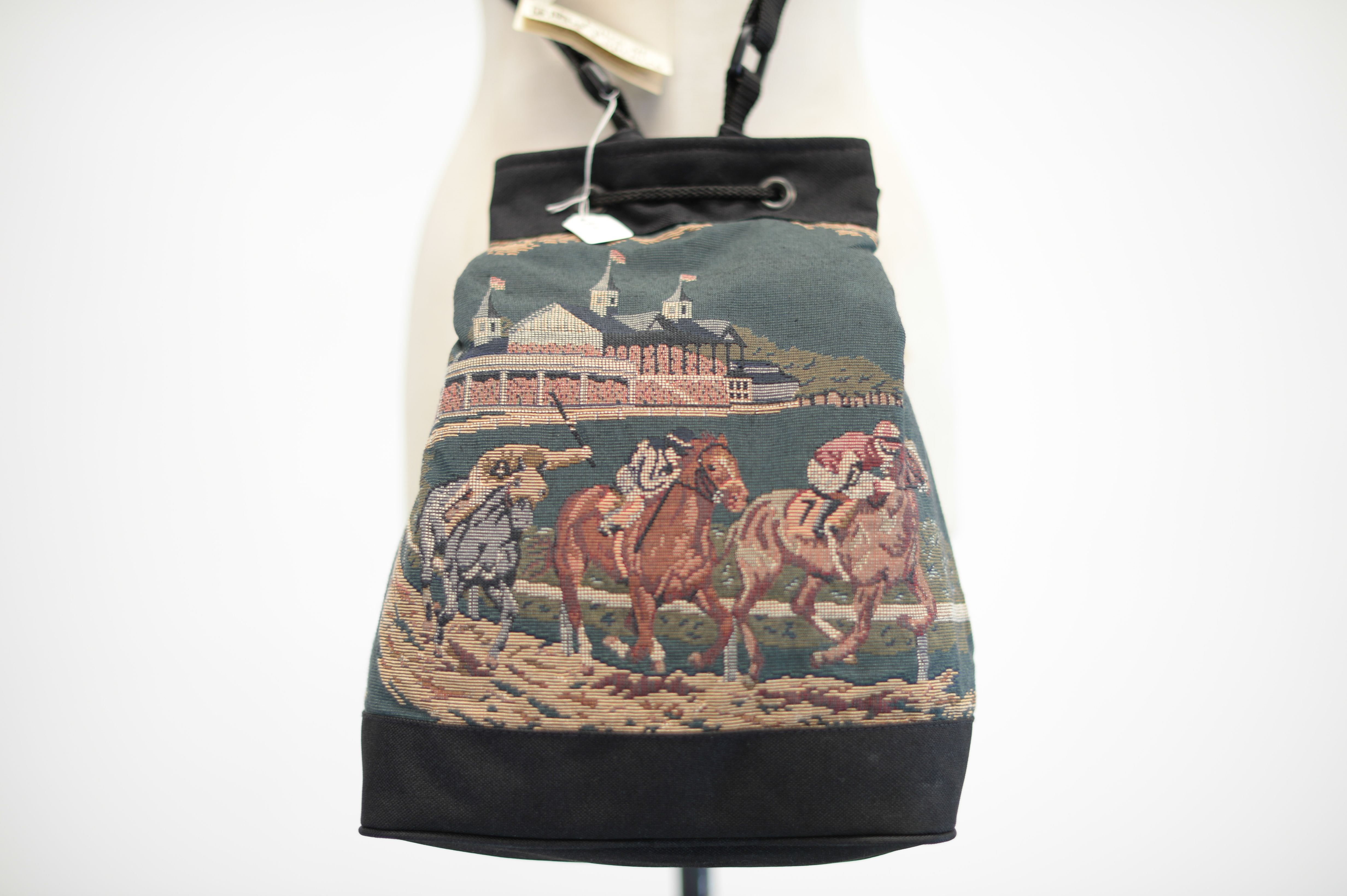 Around the First Turn They Come! Horseracing Scene Tote Bag