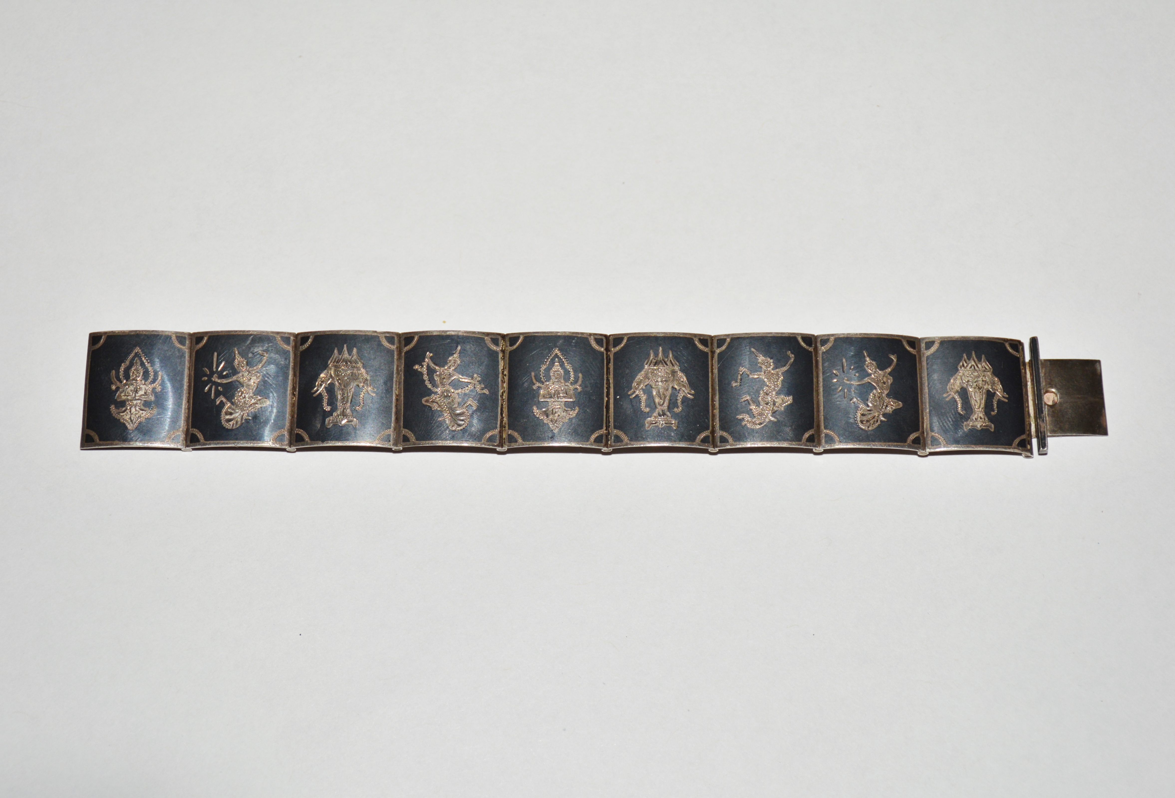 Silver Bracelet with Thai Designs 