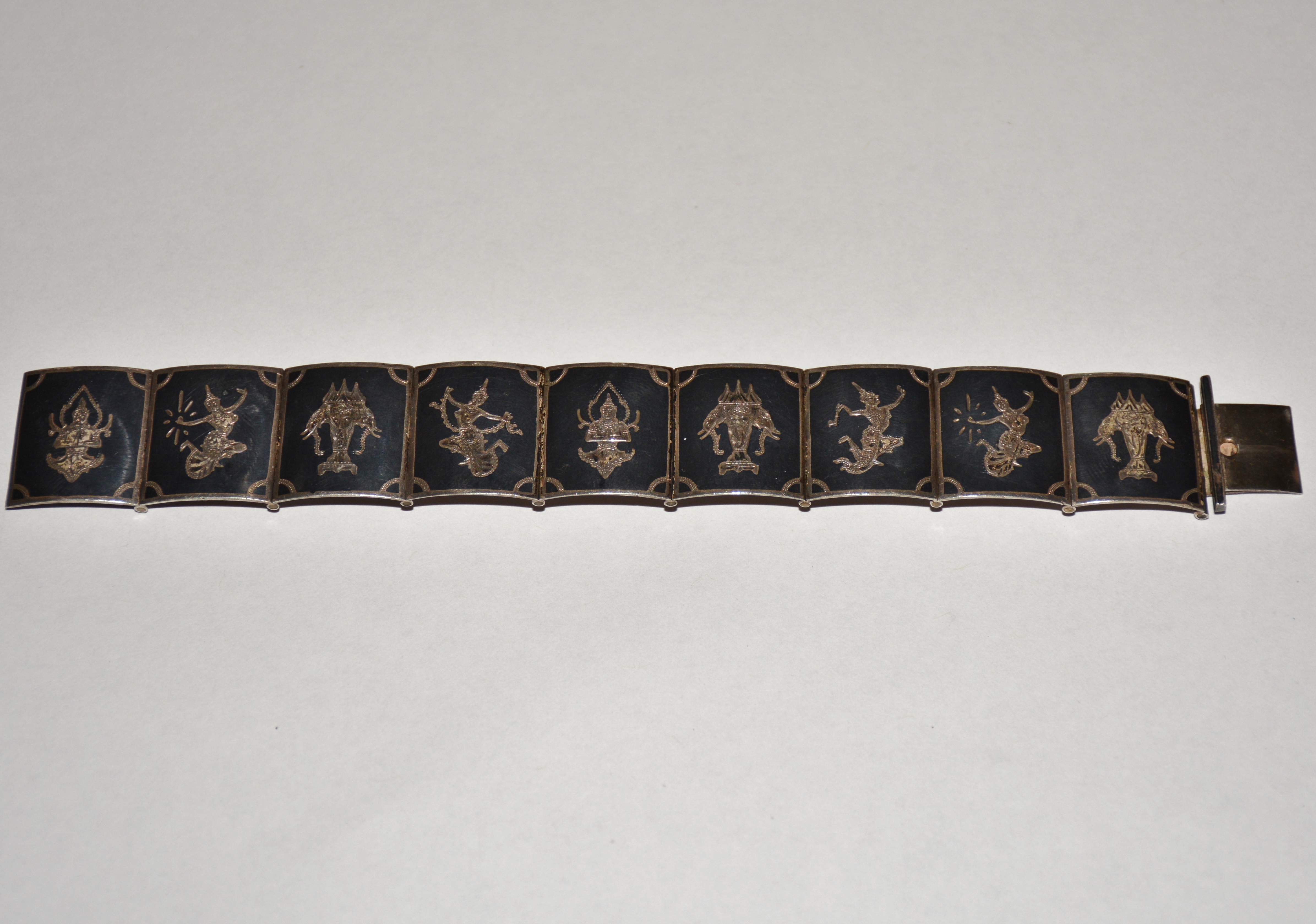 Silver Bracelet with Thai Designs 