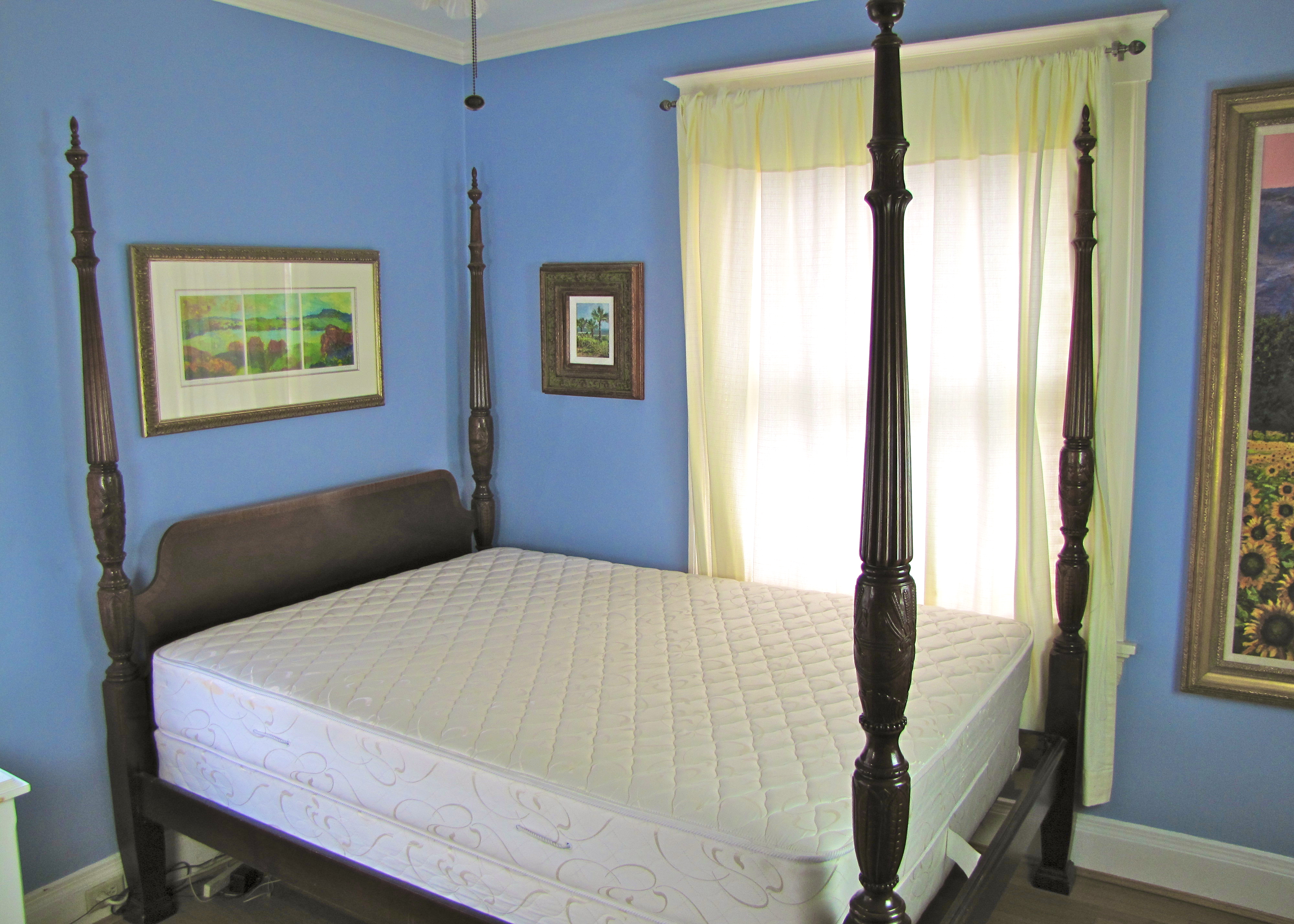 Queen Size Carved Wood Poster Bed