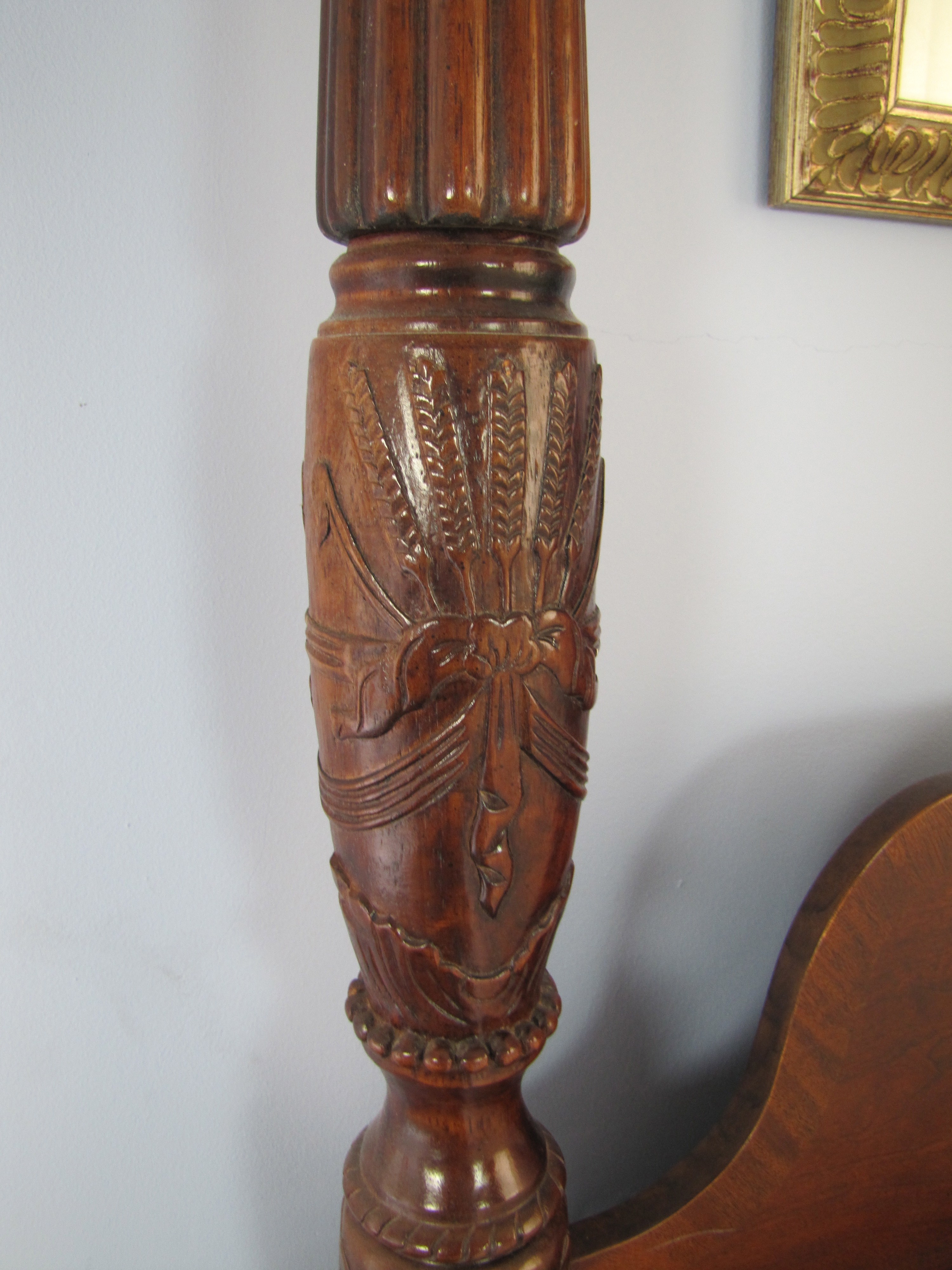 Queen Size Carved Wood Poster Bed