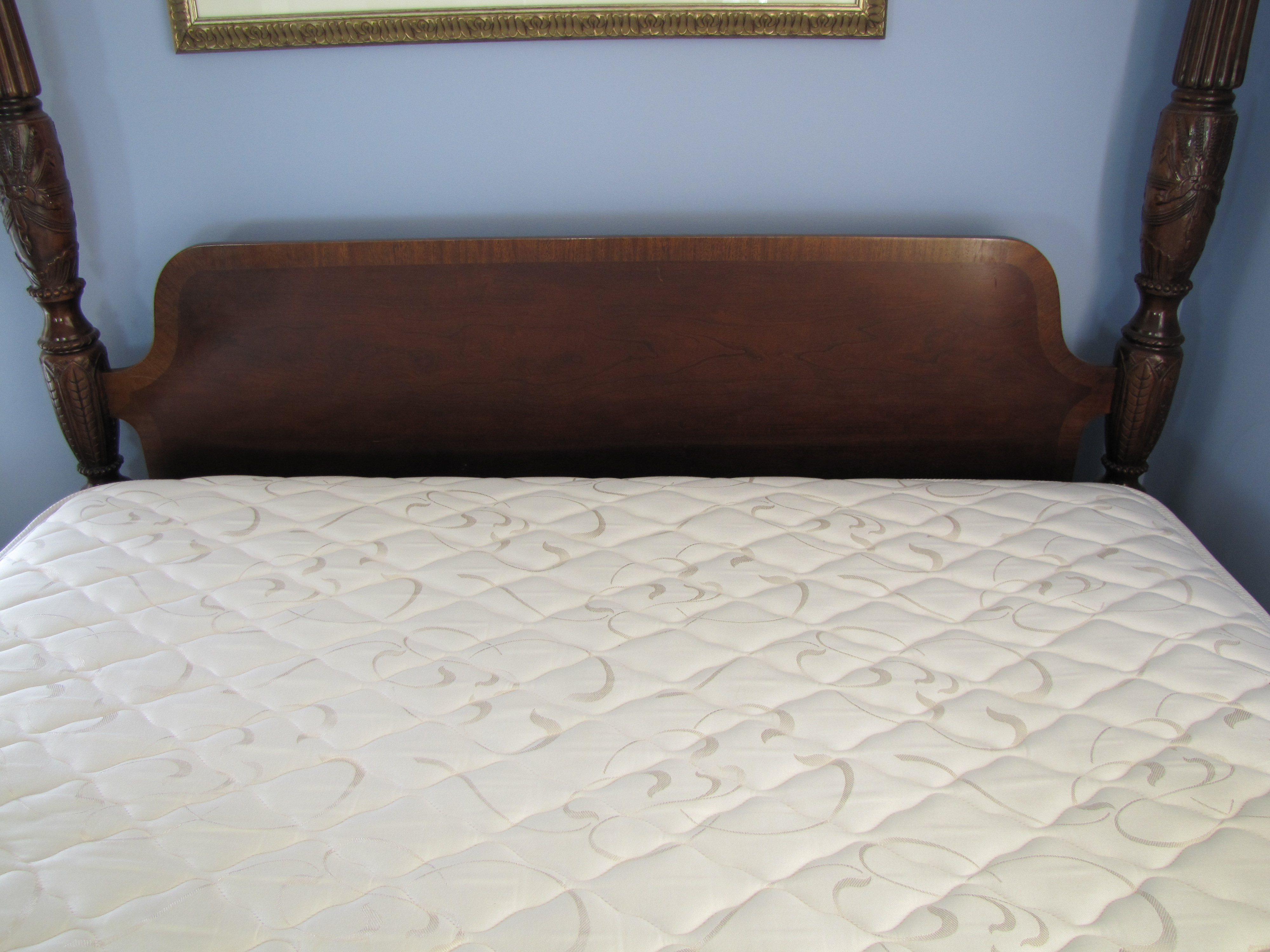 Queen Size Carved Wood Poster Bed