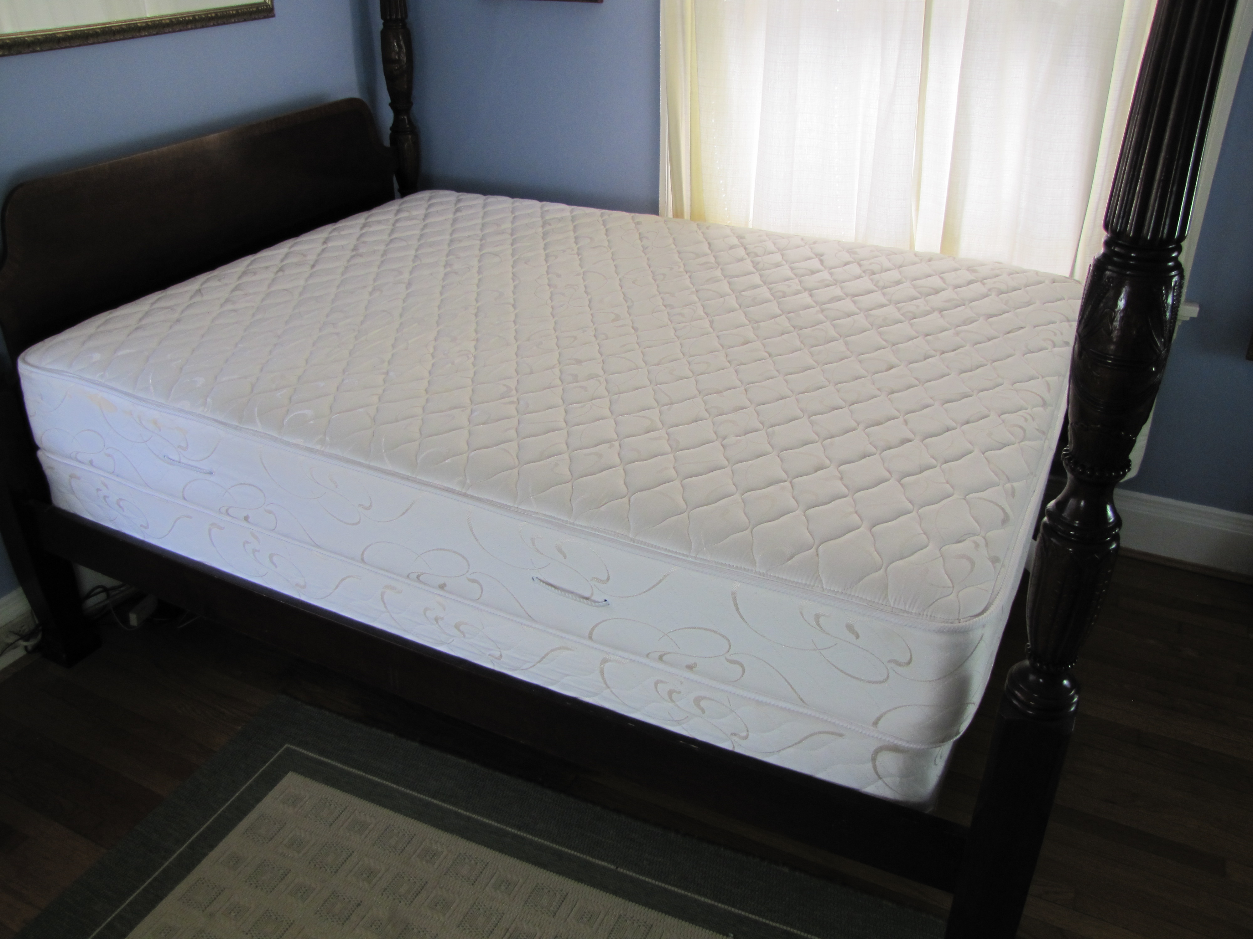 Queen Size Carved Wood Poster Bed