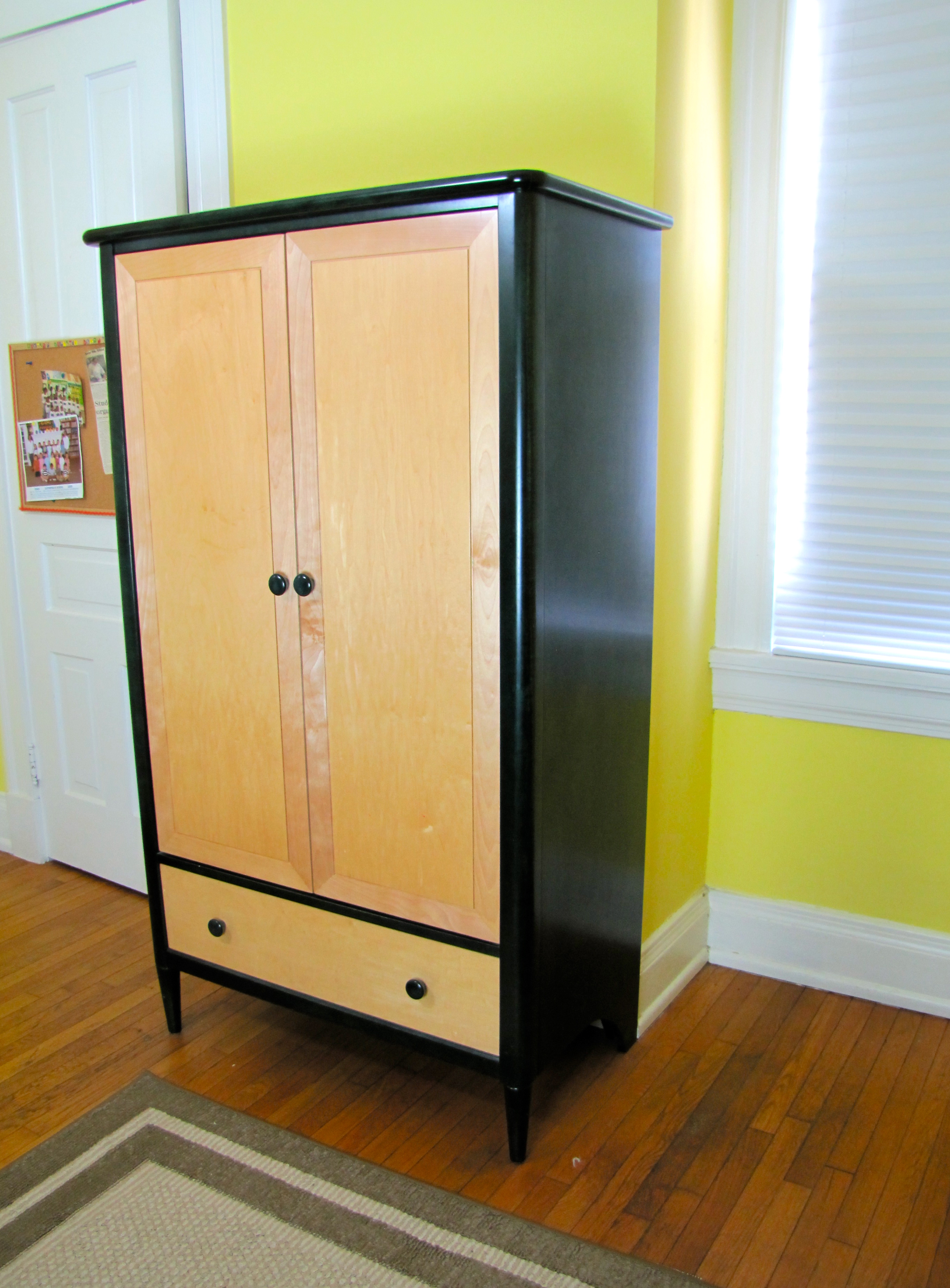 Hunter Green and Light Oak Armoire