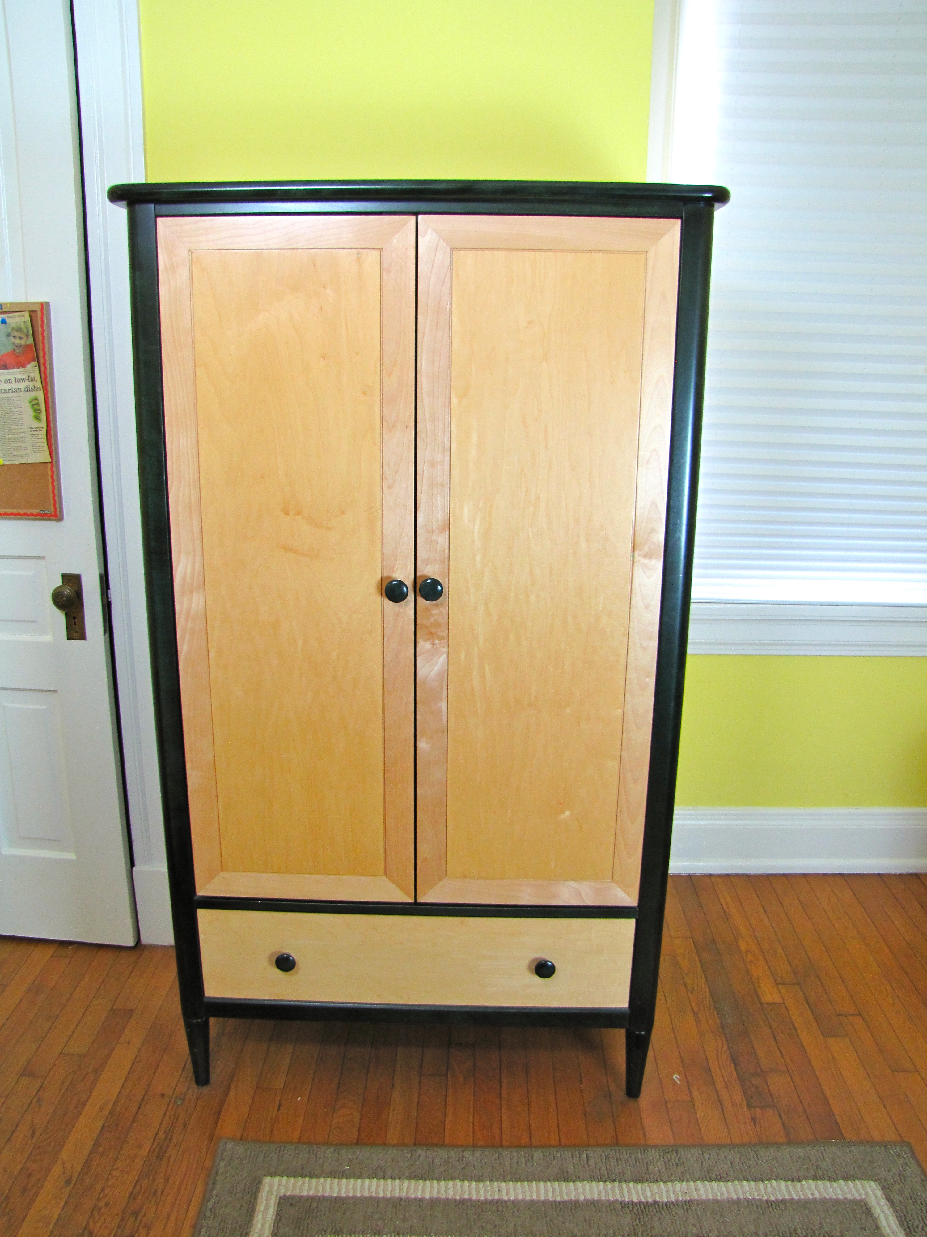 Hunter Green and Light Oak Armoire