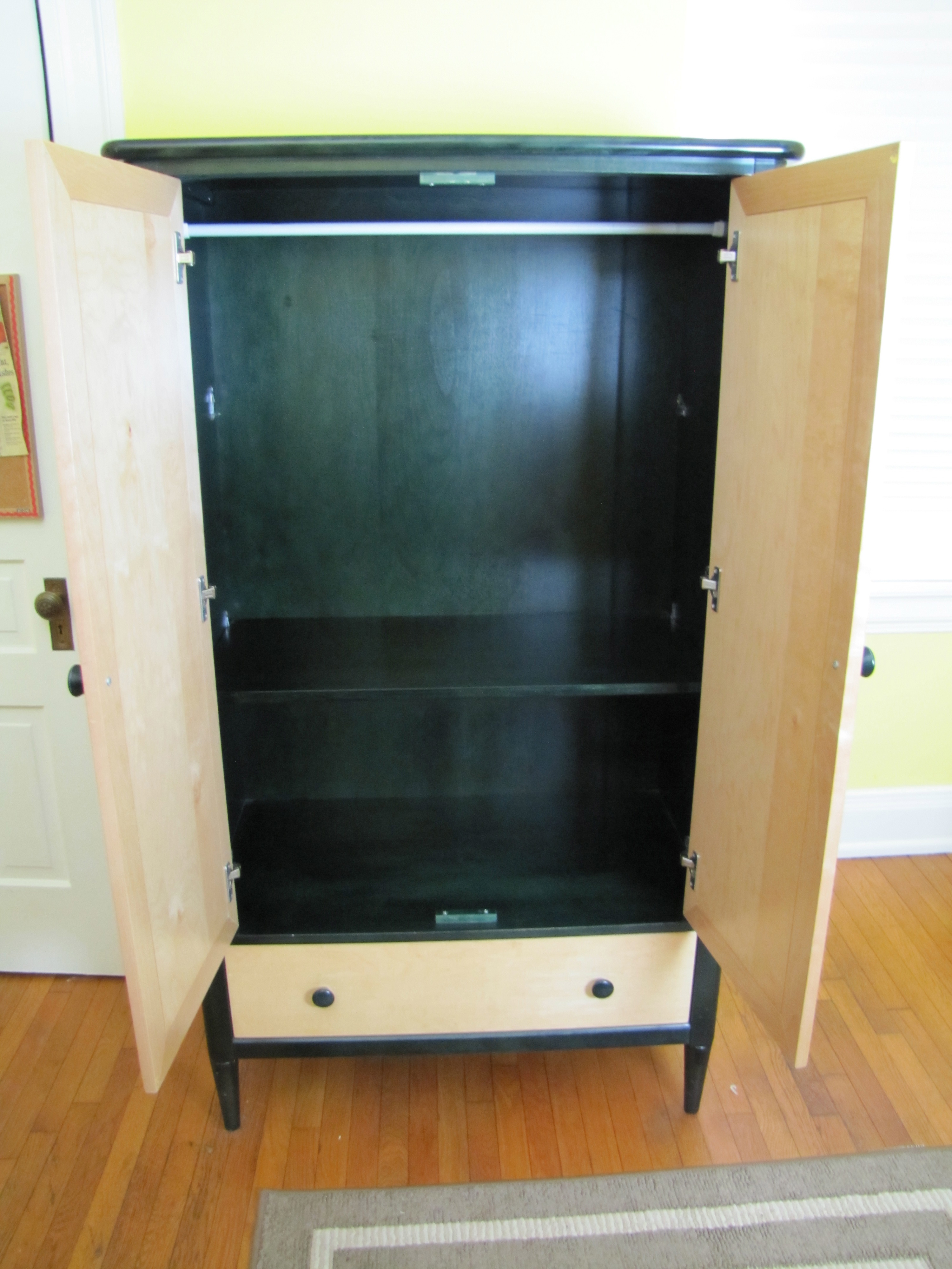 Hunter Green and Light Oak Armoire