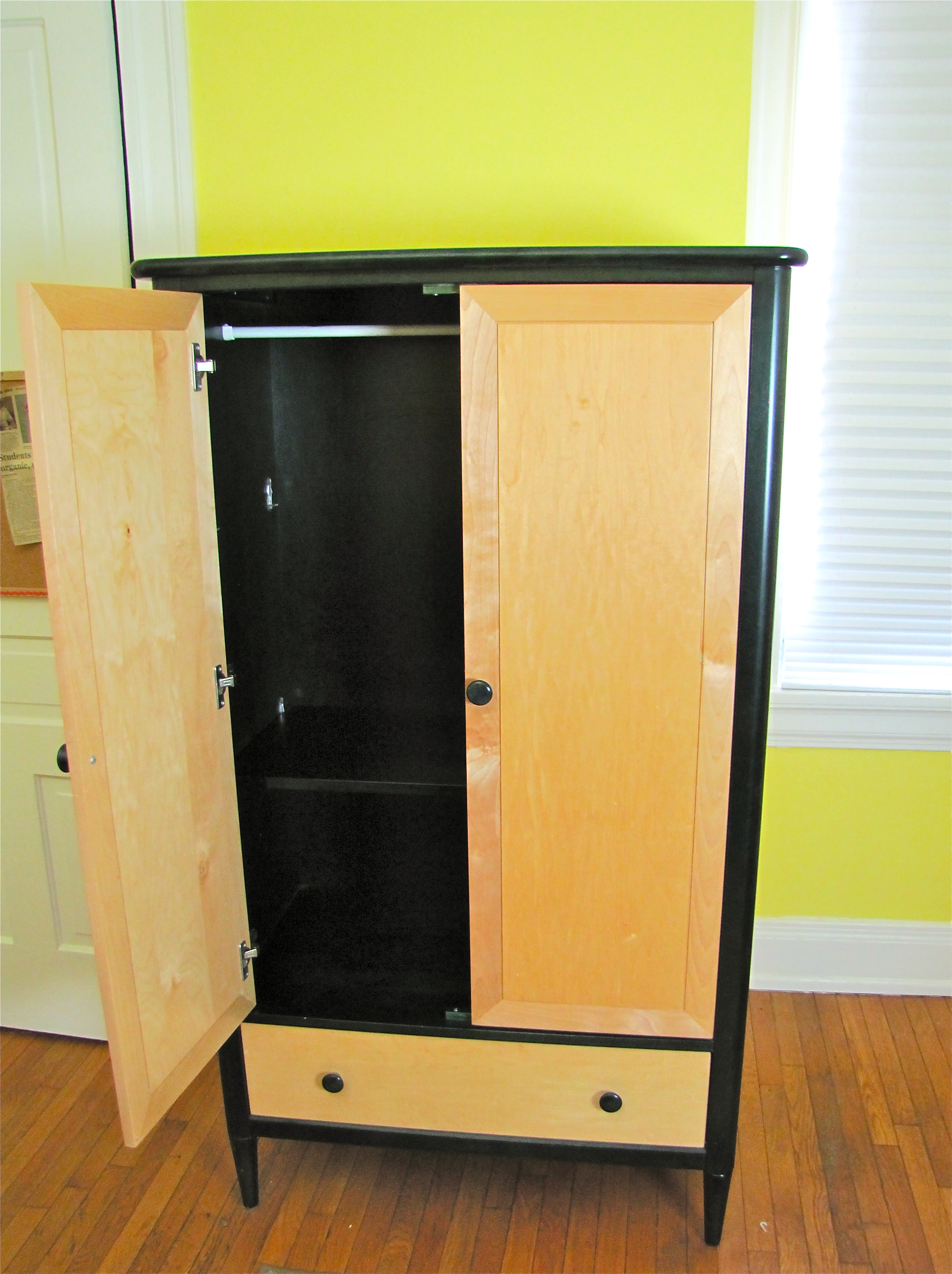 Hunter Green and Light Oak Armoire