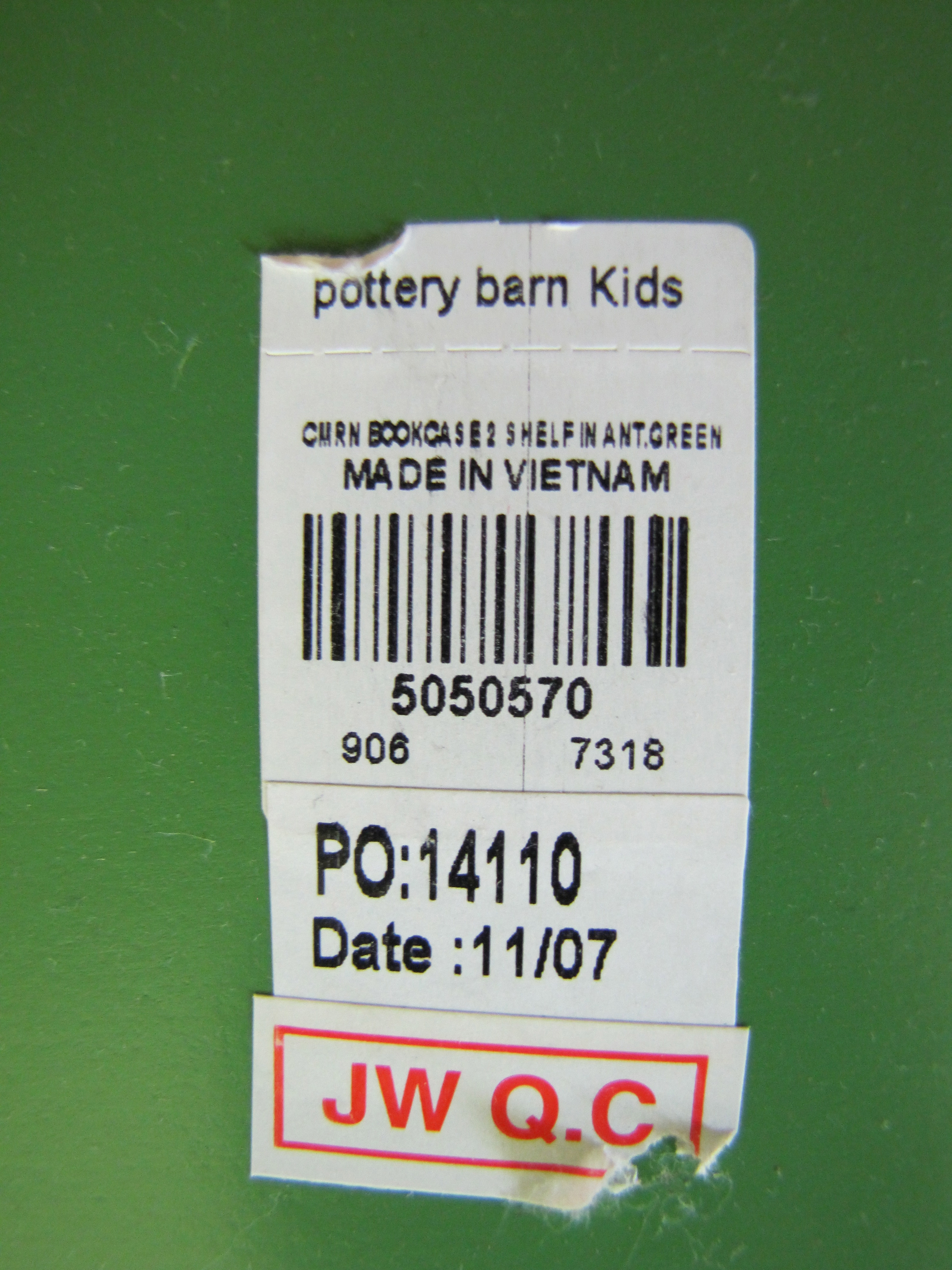 Pottery Barn Kids Green Solid Wood Bookcase