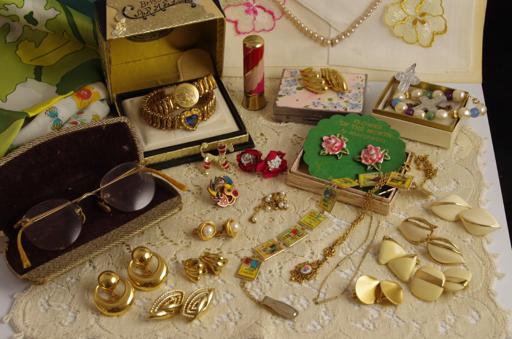 Collection of Women's Vintage Scarves, Jewelry and Accessories