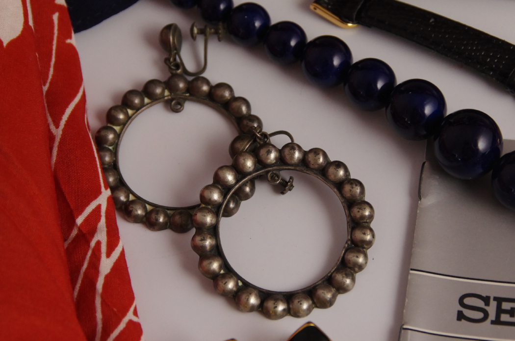 Collection of Vintage Scarves and Jewelry Includes Sterling