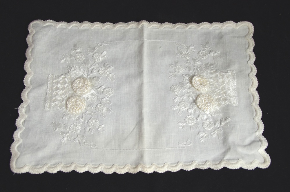 Collection of Lace and Embroidered Linens, with Vintage Clothing