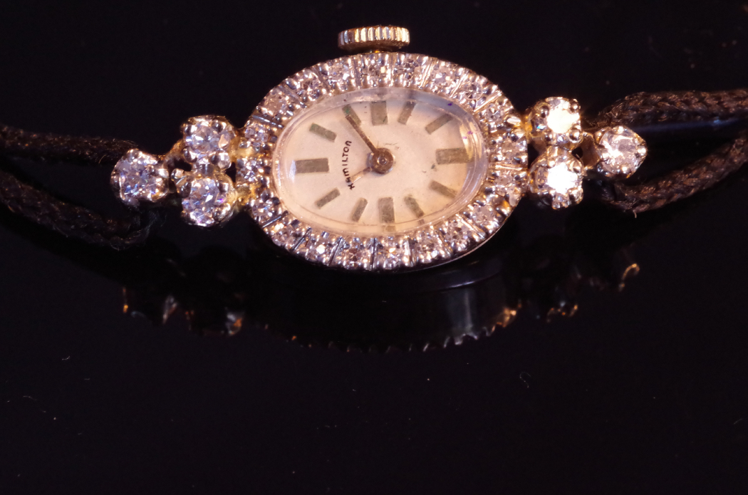 Exquisite 14K White Gold and Diamond Hamilton Ladies Watch 