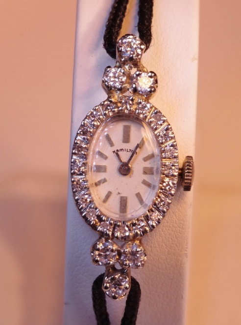 Exquisite 14K White Gold and Diamond Hamilton Ladies Watch 