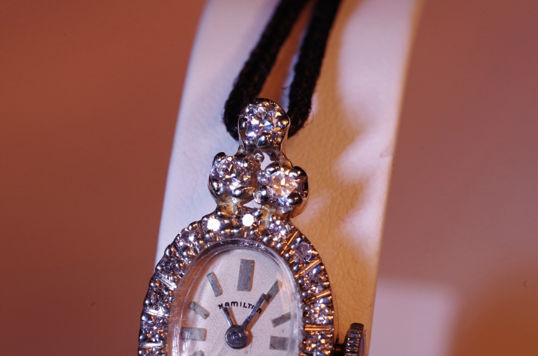 Exquisite 14K White Gold and Diamond Hamilton Ladies Watch 