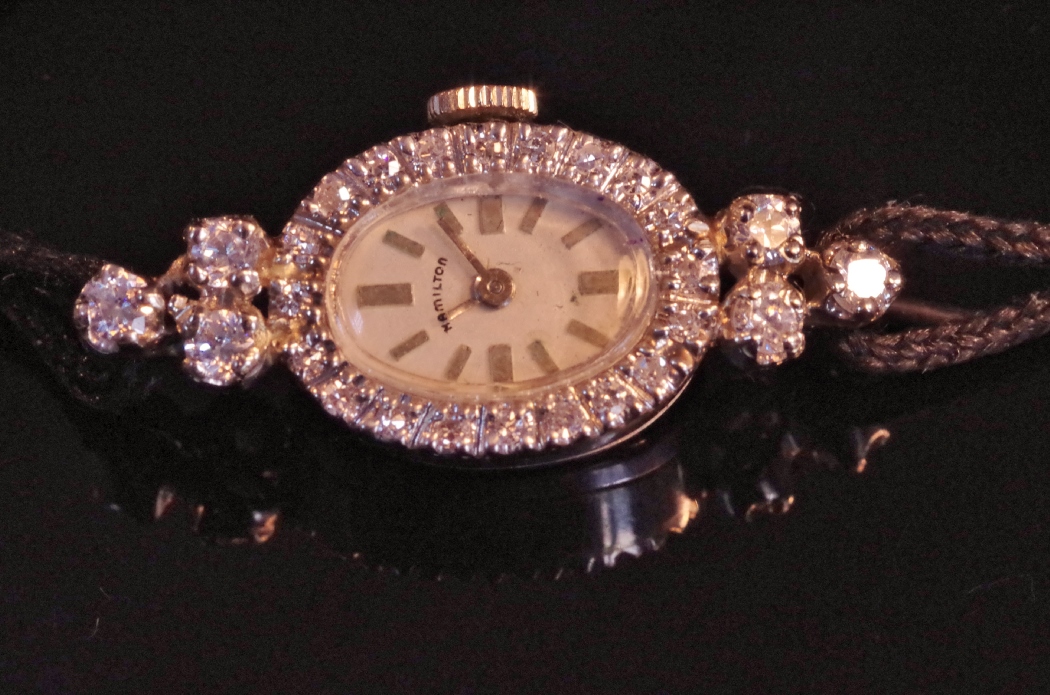 Exquisite 14K White Gold and Diamond Hamilton Ladies Watch 