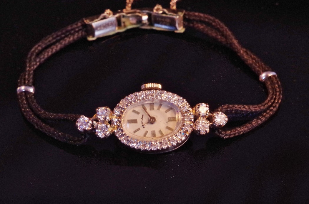 Exquisite 14K White Gold and Diamond Hamilton Ladies Watch 
