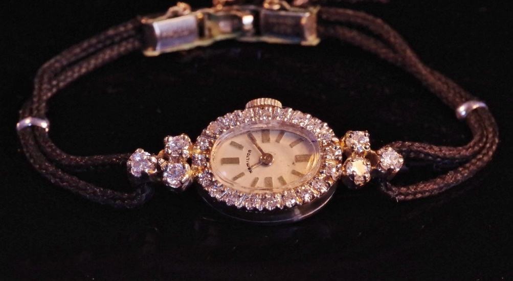Exquisite 14K White Gold and Diamond Hamilton Ladies Watch 
