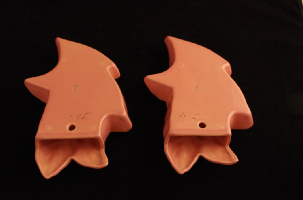 Pottery Wall Sconce Vases and Vintage Crochet Lace, Circa 1940's