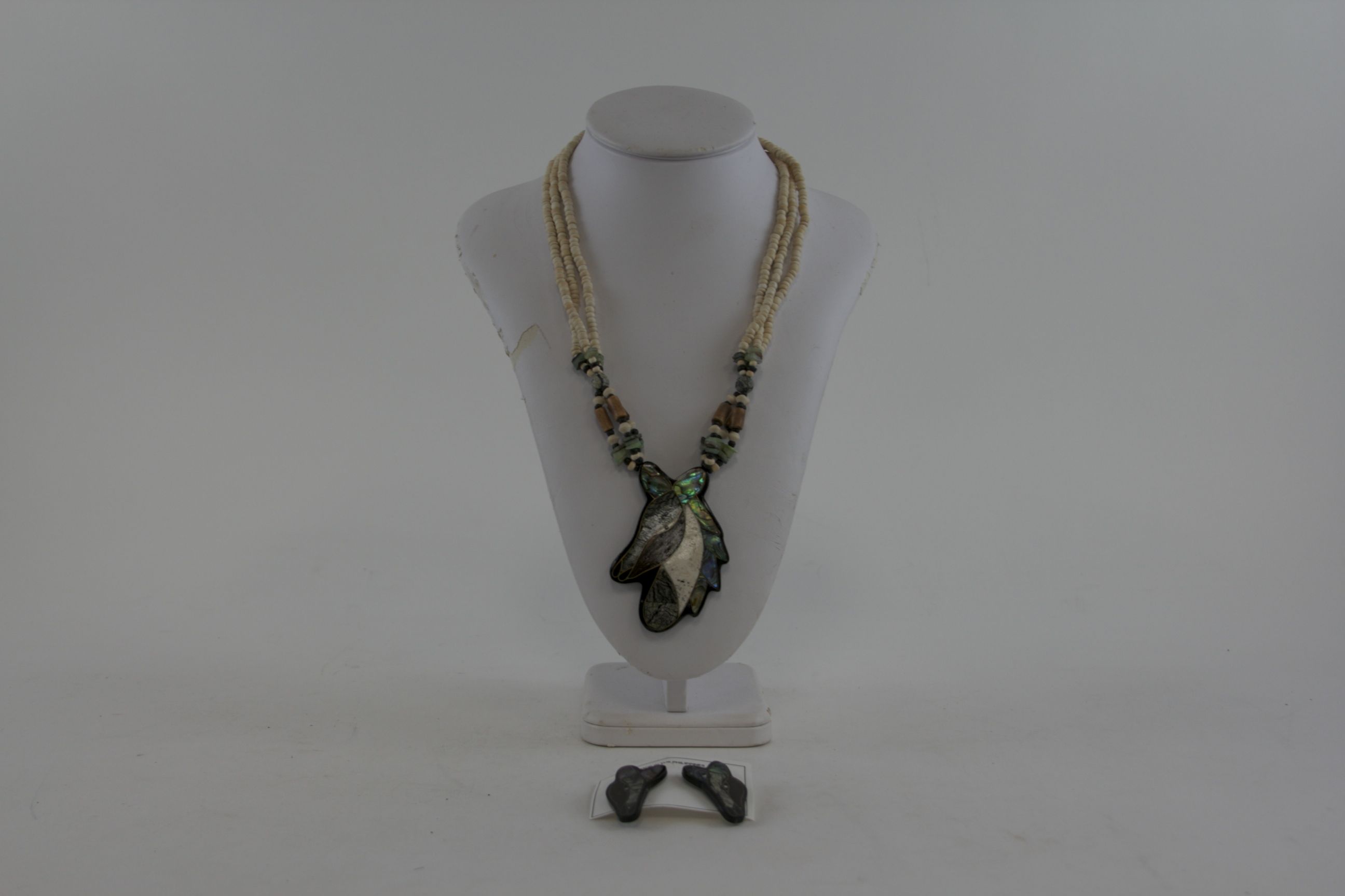 Artful Three-Strand Inlay Horse Motif Necklace and Earrings